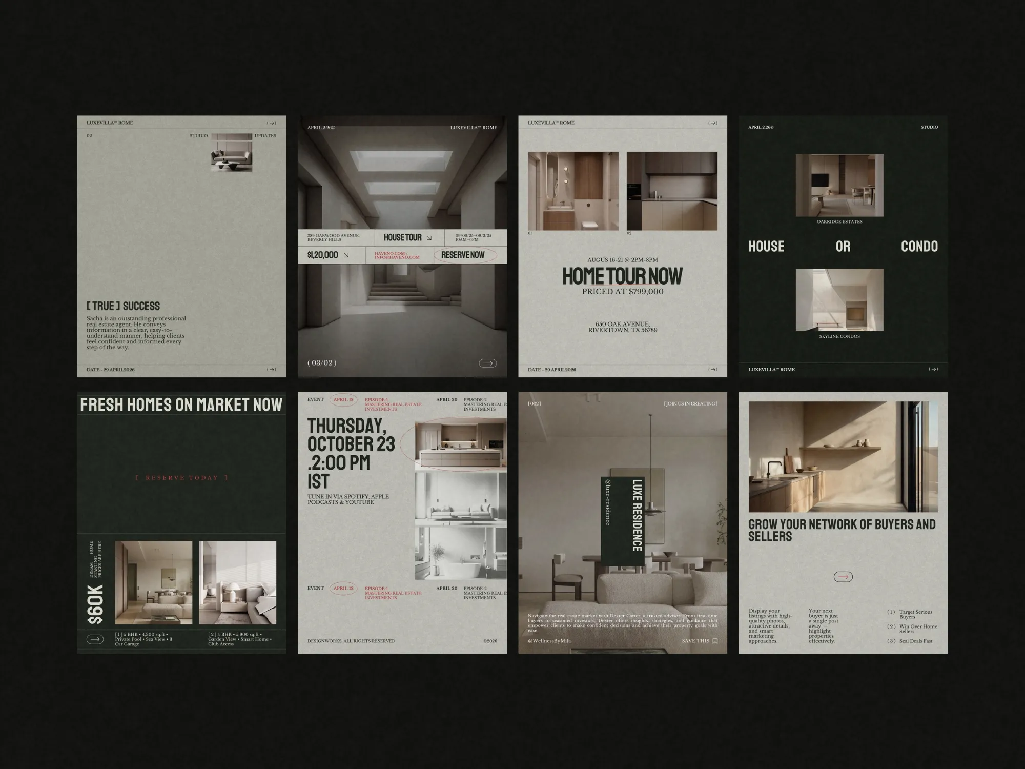 Professional real estate social media template in Canva, designed for open house announcements, easy to edit with vibrant colors.