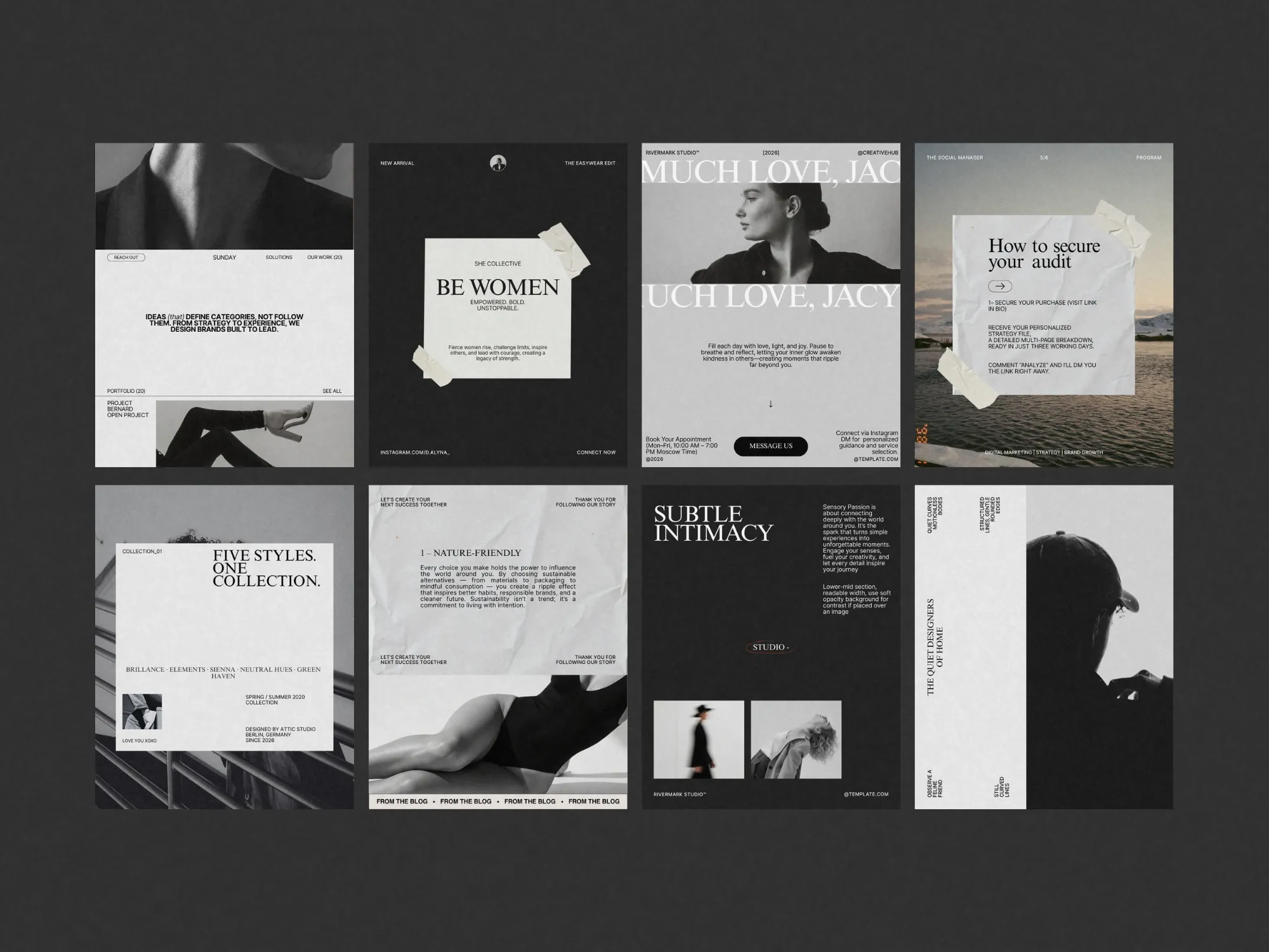 Visually striking Instagram post templates tailored for social media managers, enabling quick edits for product launches and promotional announcements.