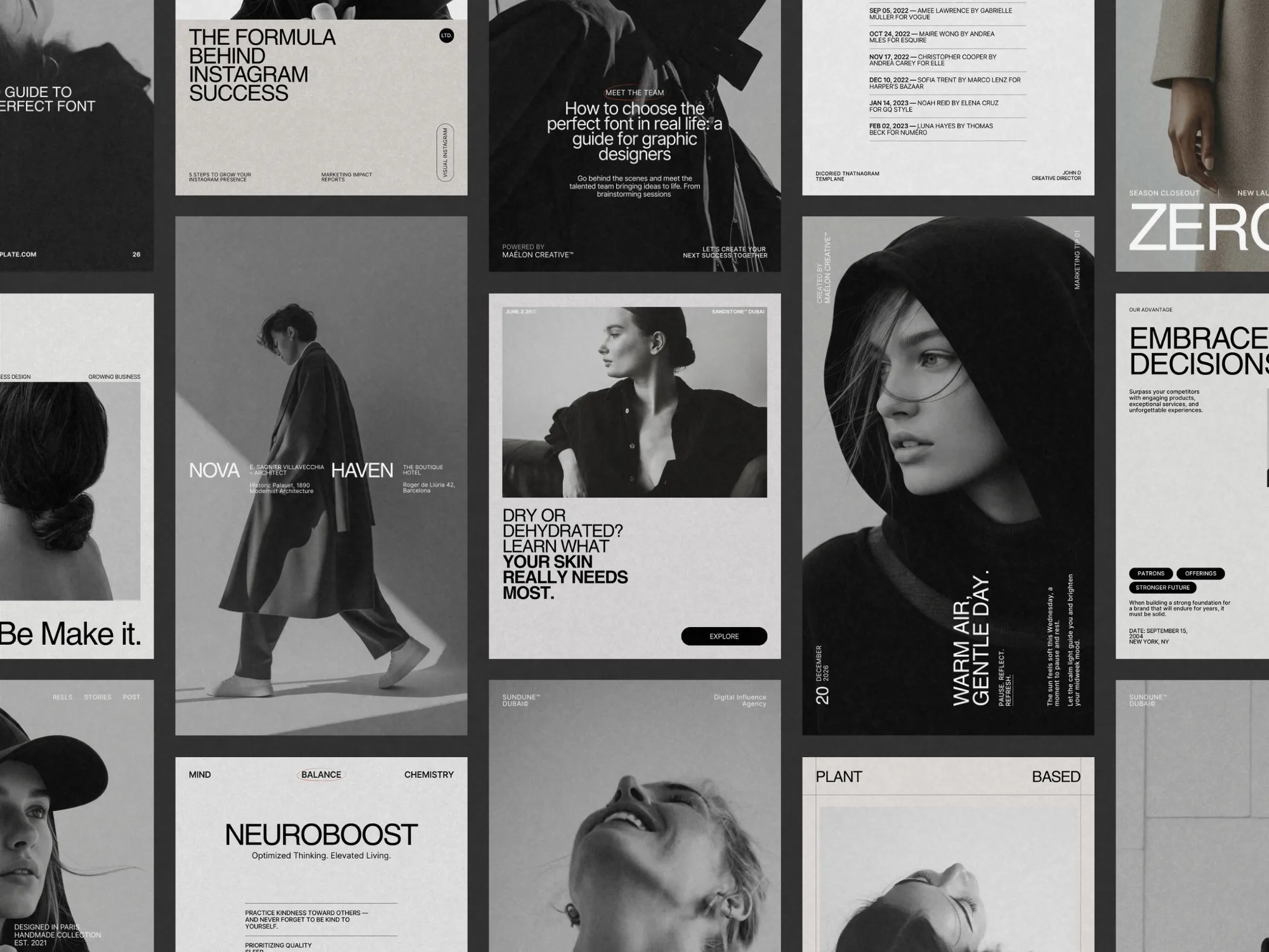 Streamlined marketing posts and Instagram stories with Prapti Design's 70 ready-to-use Canva layouts for cohesive branding.