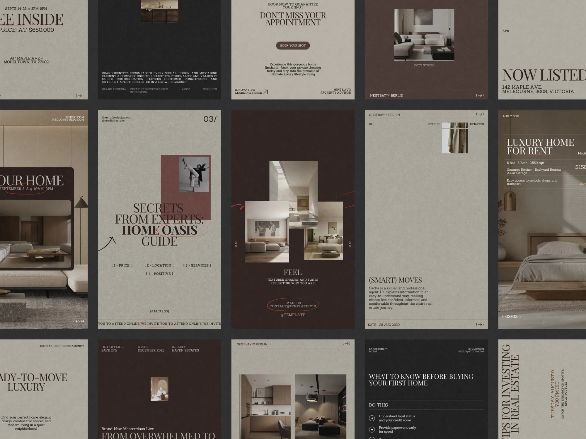 Elegant Canva story bundle for realtors, demonstrating clean layouts that help agents create impactful announcements and property showcases effortlessly.