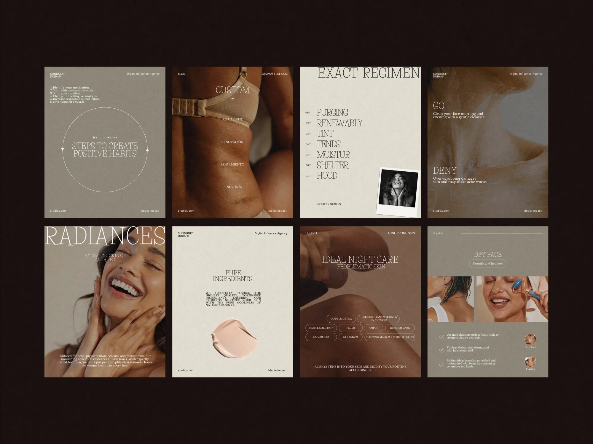 Engage your audience with stunning skincare Instagram post templates that offer a clean, modern layout for promoting beauty products and routines.