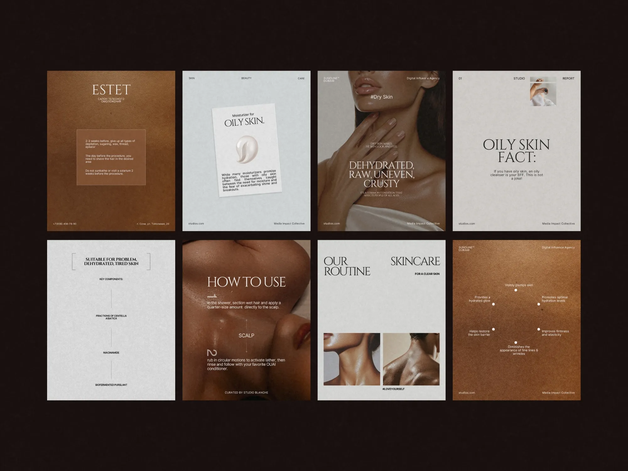 Polished set of 105 skincare Instagram templates, crafted to enhance brand identity and engage clientele effectively.