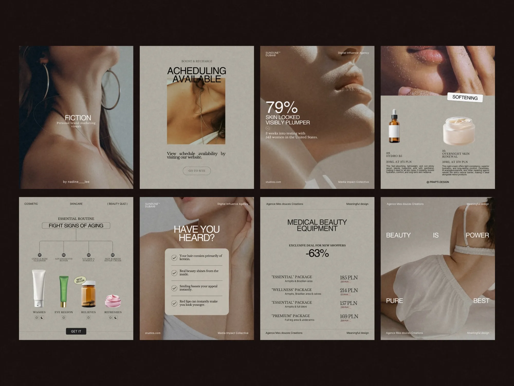 Modern Canva template for skincare businesses, offering a stylish design for Instagram. Perfect digital download for creating engaging beauty content.