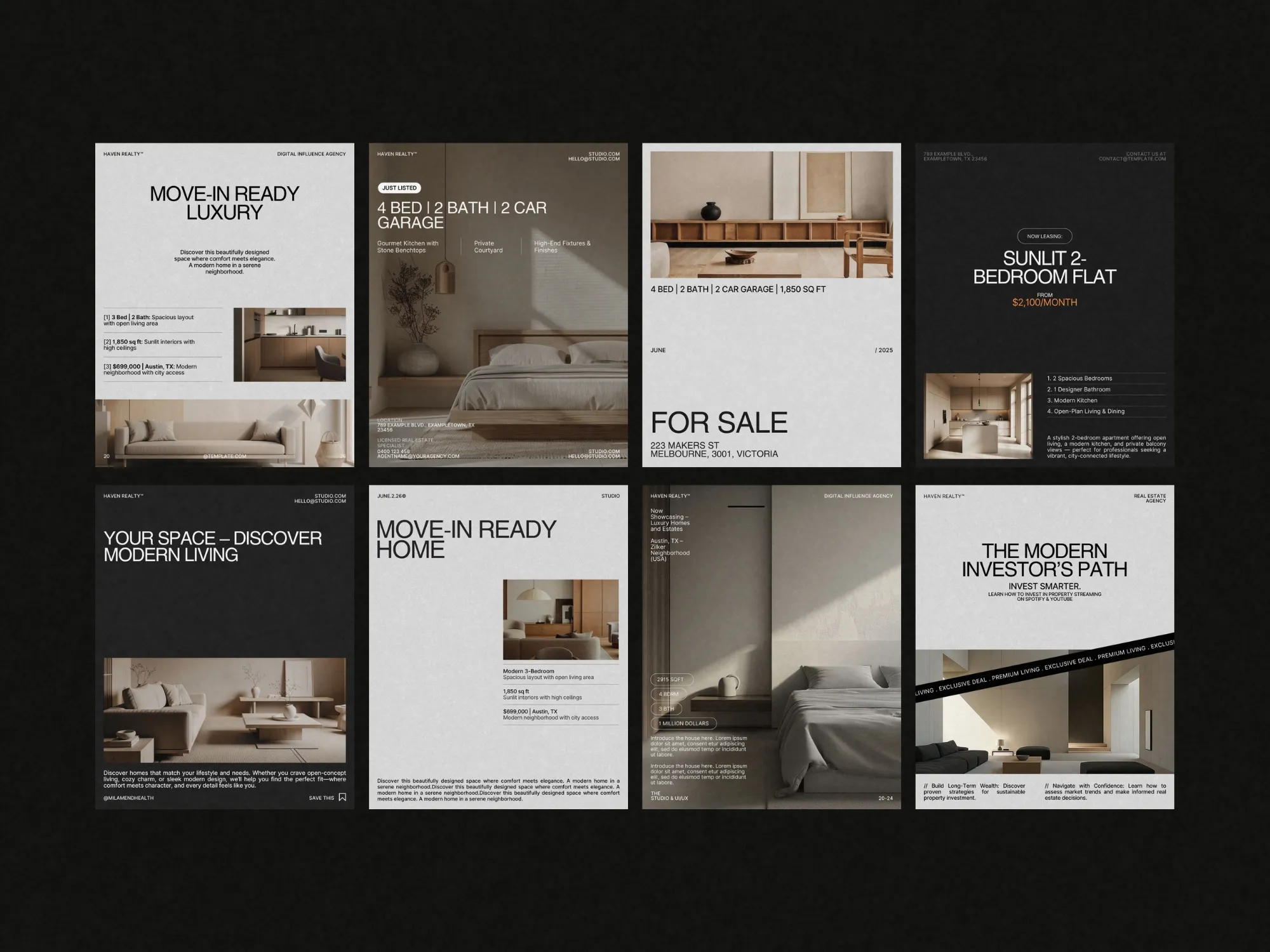 Visually appealing realtor marketing content in Canva format, enabling brokers to create eye-catching social media posts effortlessly.