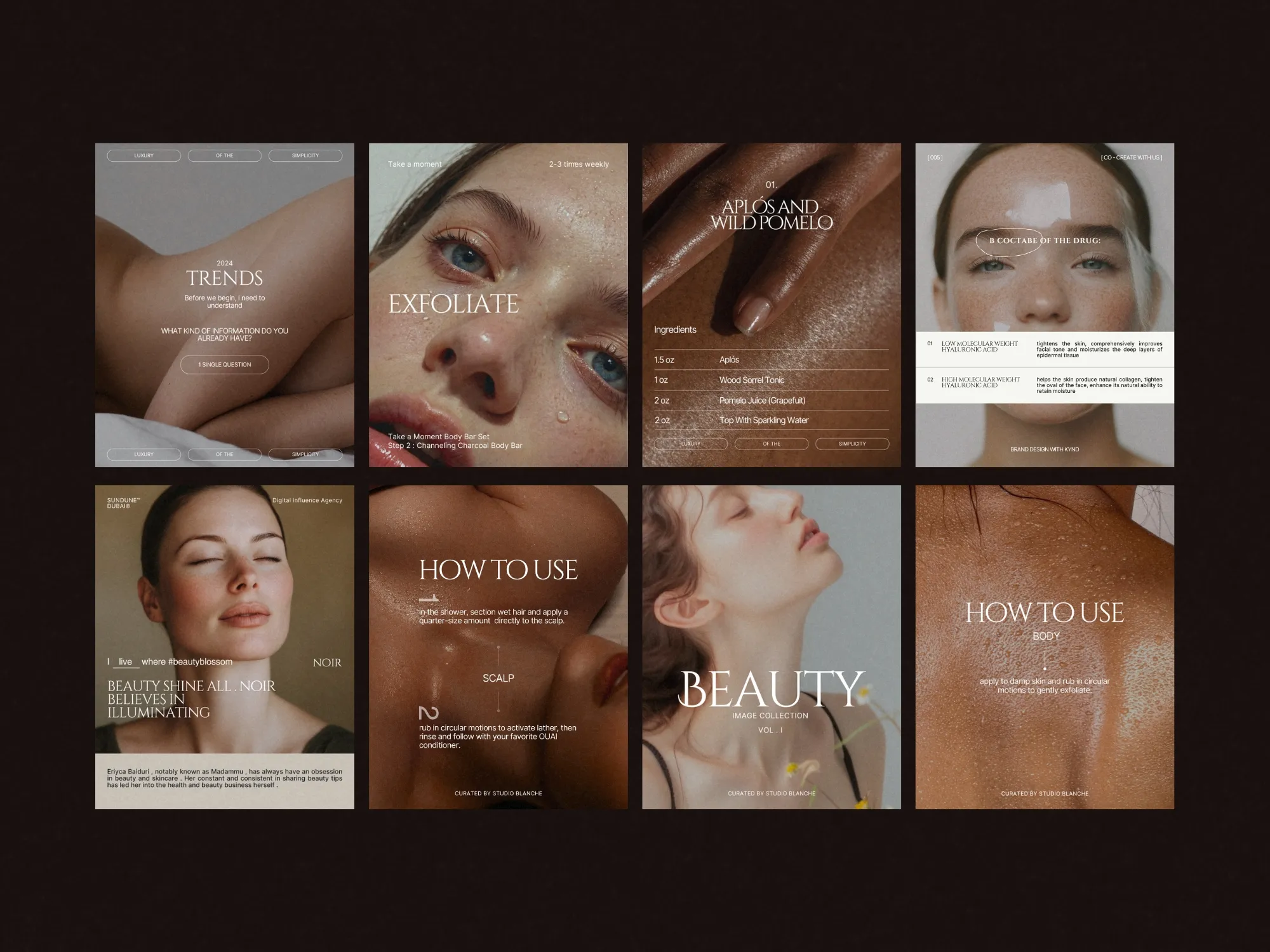 Engaging and clean Canva templates for skincare Instagram posts designed to highlight products and results with 1080x1350 PX dimensions.