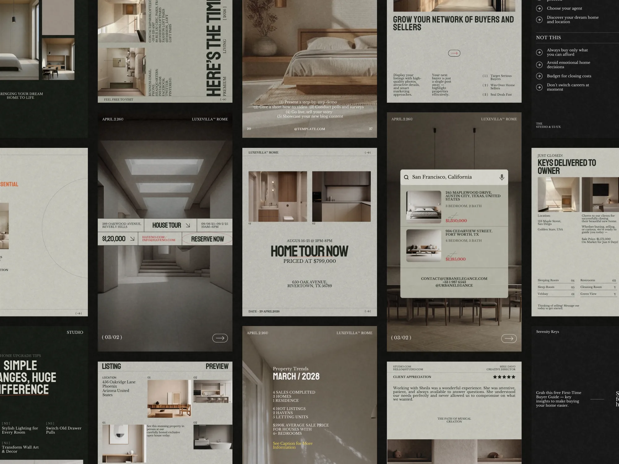 Customizable Instagram post templates for real estate professionals, ensuring consistent branding across platforms while enhancing engagement at 1080x1350 PX.