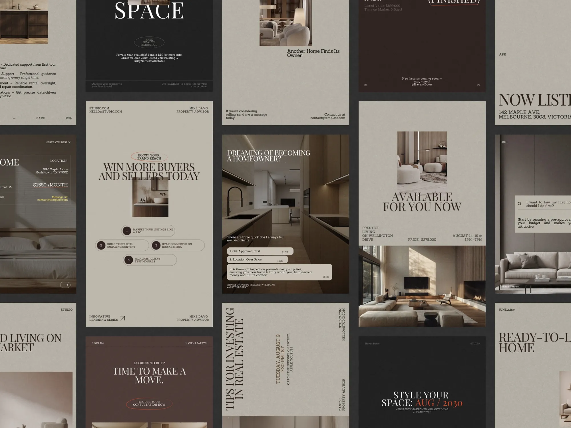 Versatile real estate Instagram post templates in 1080x1350 PX, crafted for seamless use in Canva, ideal for effective realtor marketing.