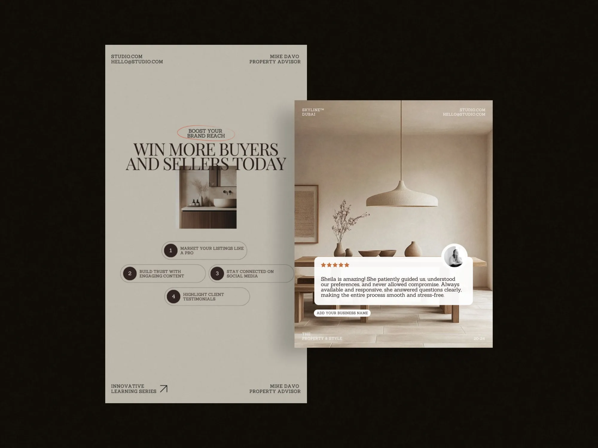 High-quality real estate story templates for agents, designed in Canva to attract buyers through engaging layouts, 1080x1920 PX.