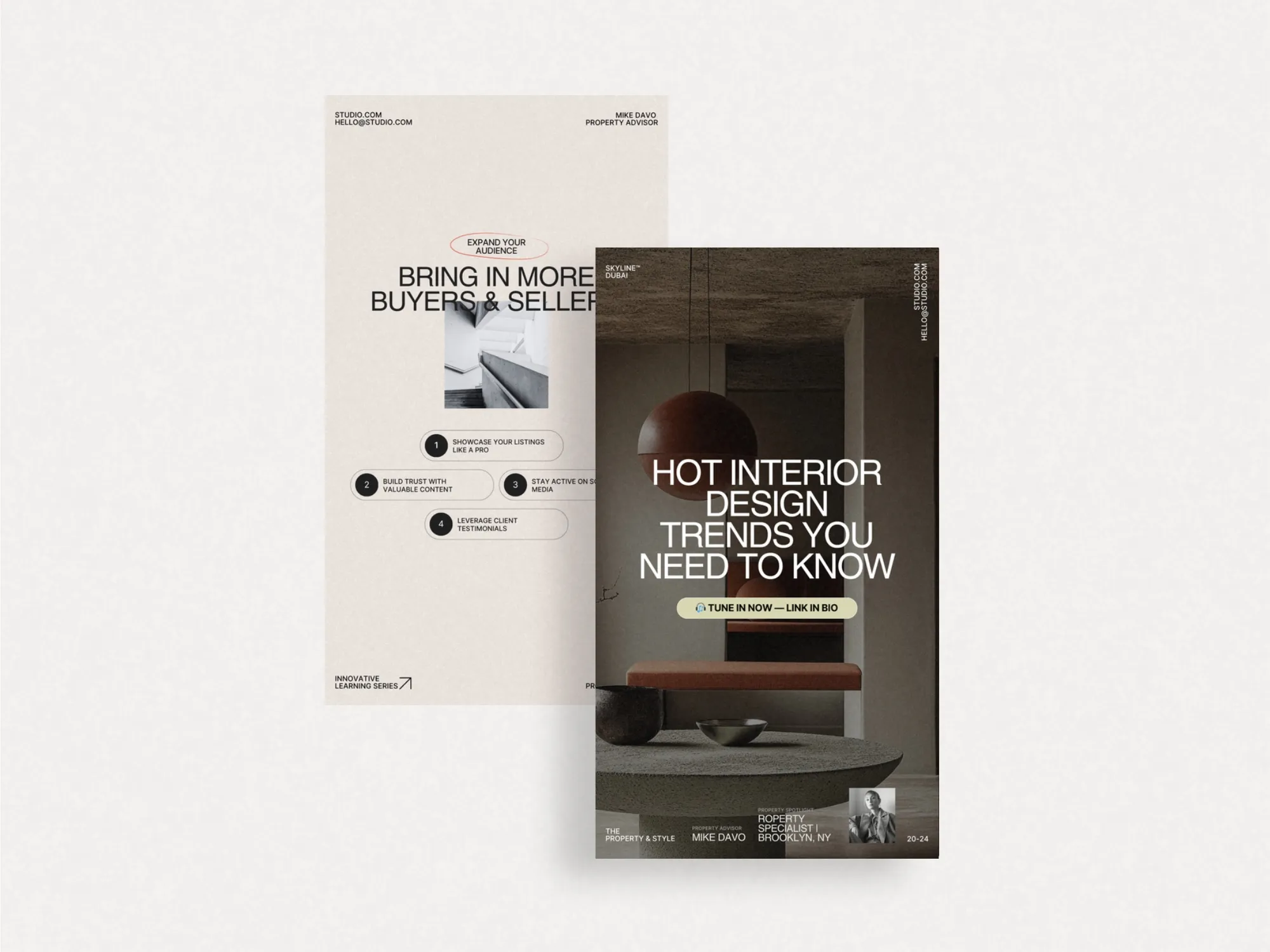 Eye-catching 1080x1920 px Instagram story templates crafted for Realtors to easily communicate local market updates and services.