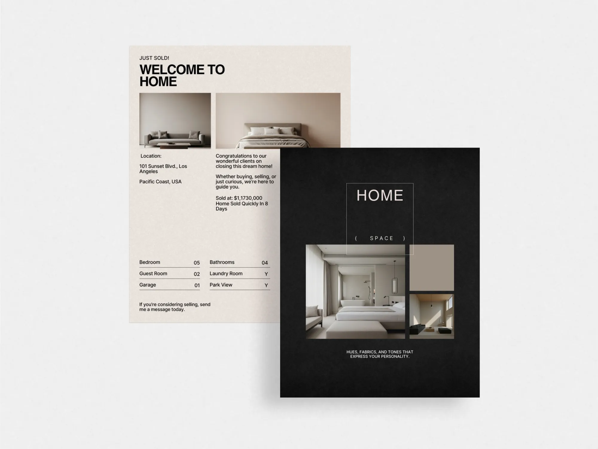 Elegant and modern Instagram post template for real estate agents, formatted for Canva at 1080x1350 PX, ideal for attracting potential clients.