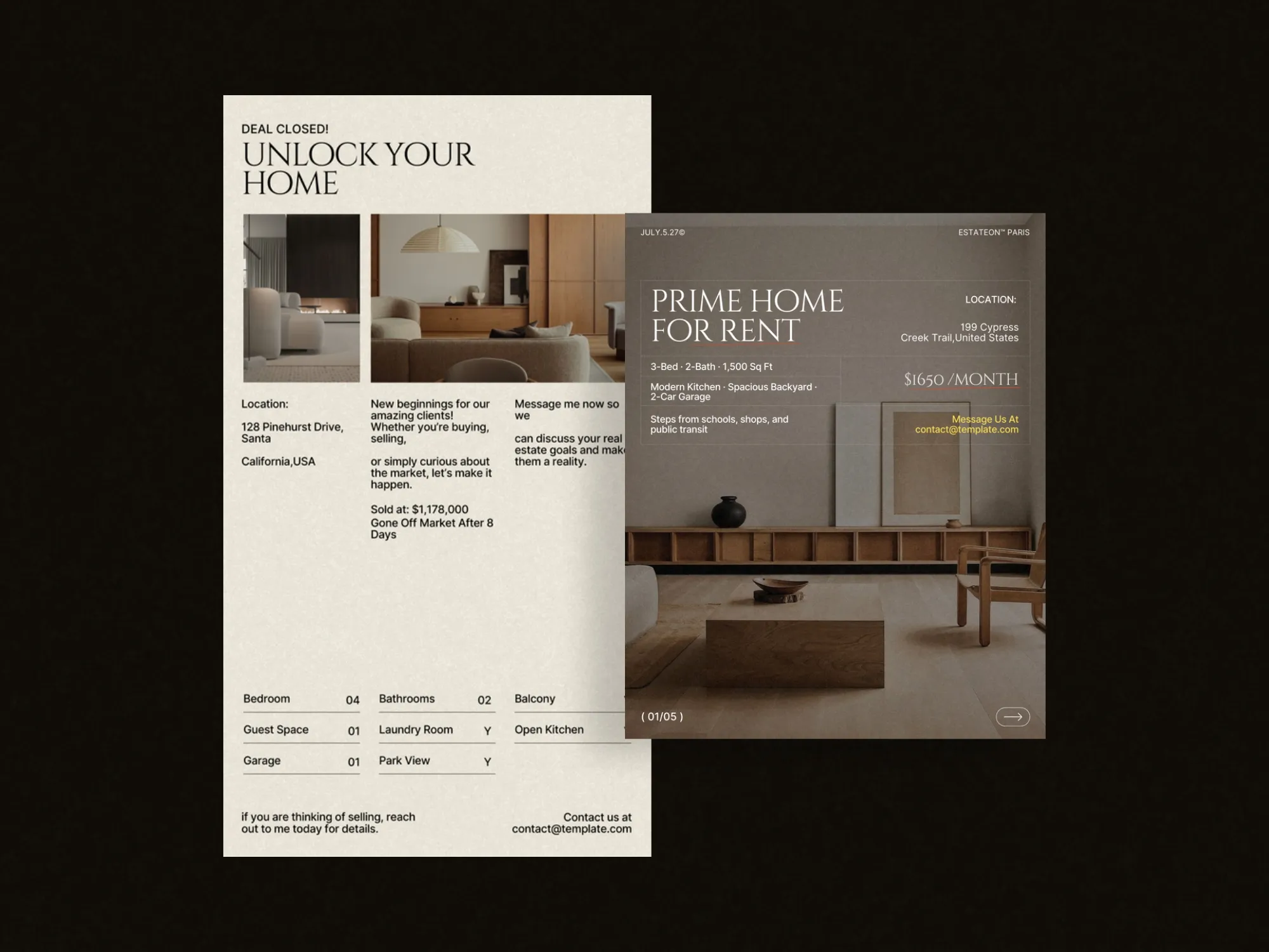 Visually appealing Instagram story templates at 1080x1920 px, ideal for real estate agents to showcase properties attractively.