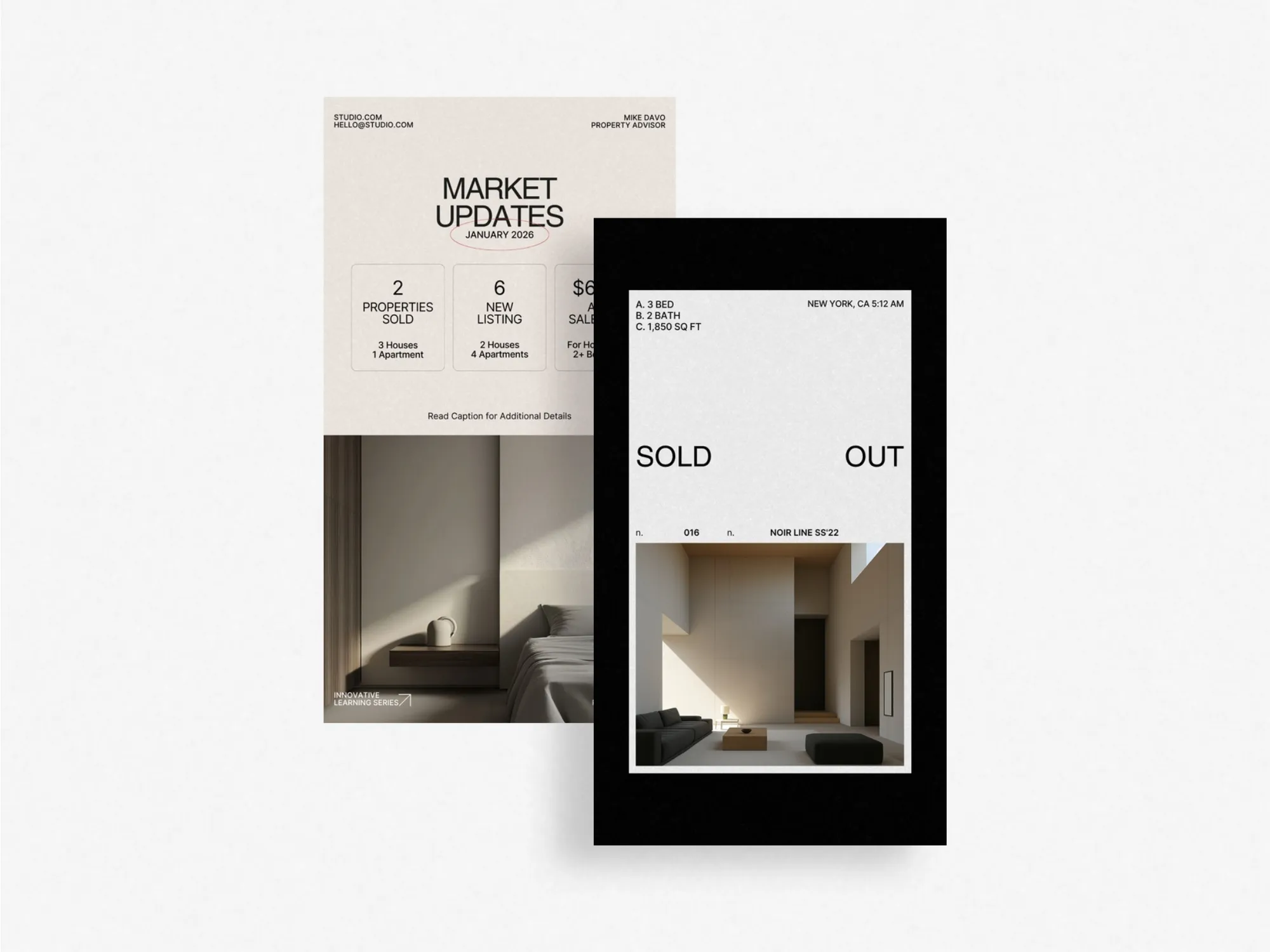 Showcase home listings beautifully using our digital real estate story templates bundle, optimized for Canva and designed for realtors to edit easily.