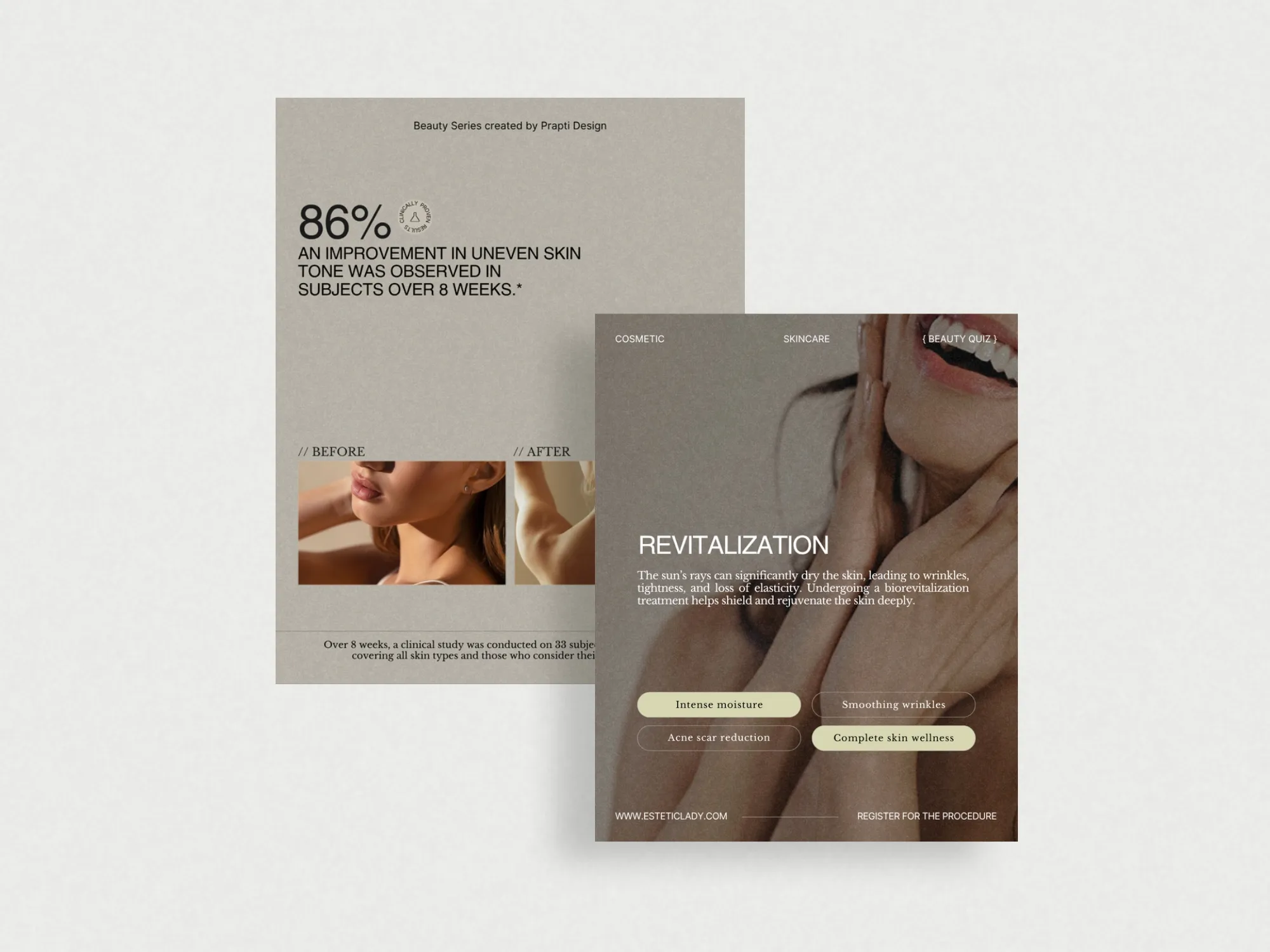 Eye-catching skincare Instagram post template layout for showcasing products and brand content. 1080x1350 PX format, easily editable in Canva.