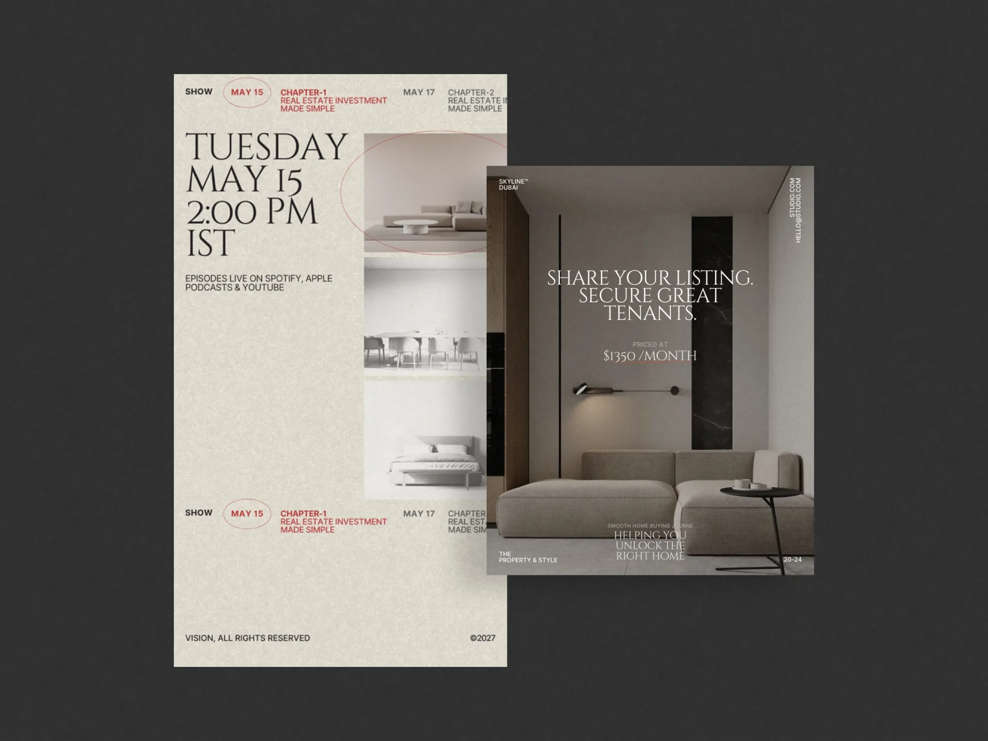 Attractive Instagram post templates for real estate agencies, offering captivating visuals to enhance property listings and social media marketing.