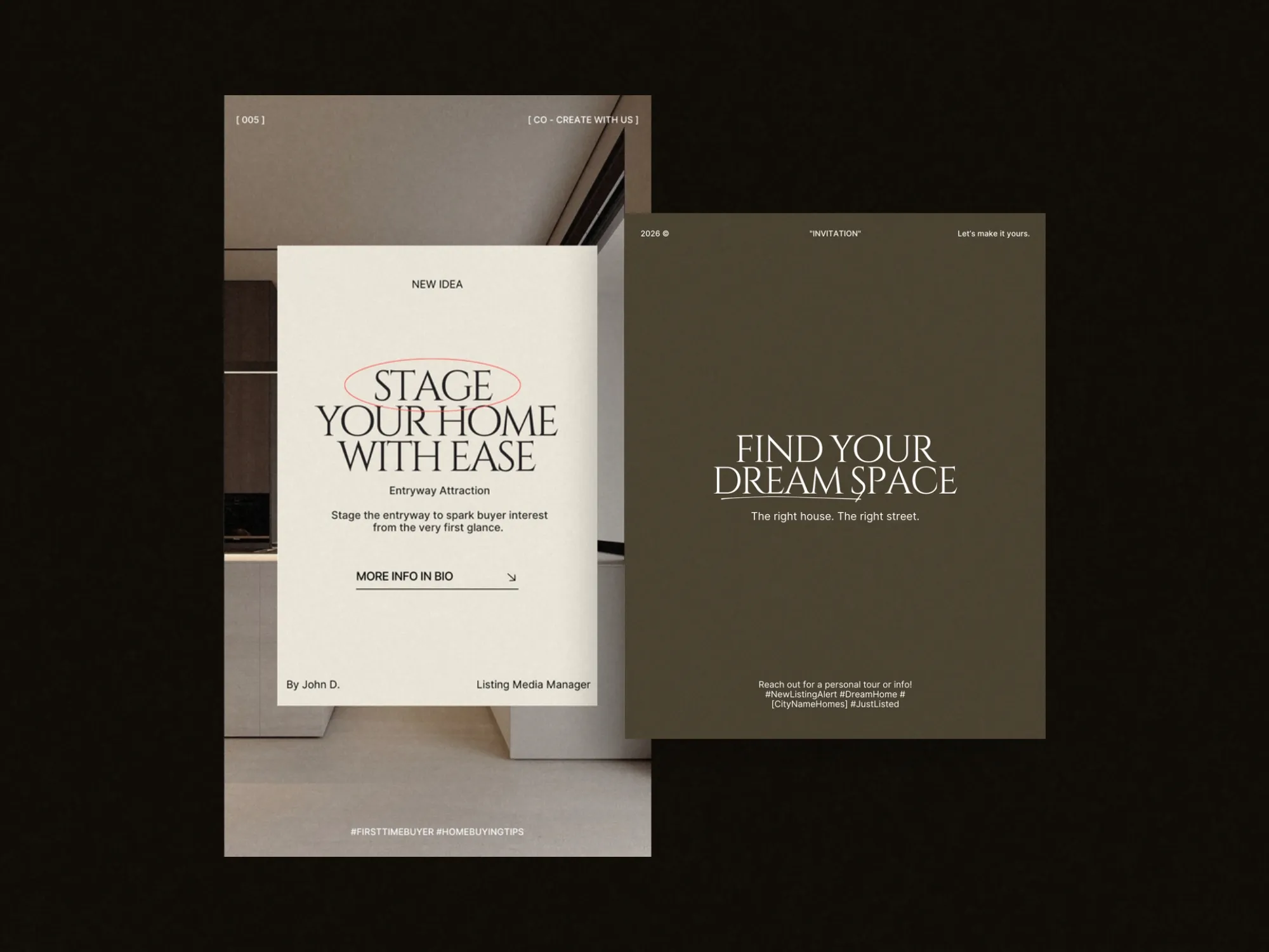 Eye-catching property listing content pack featuring 80 real estate story templates, designed in Canva for seamless Instagram sharing at 1080x1920 PX.