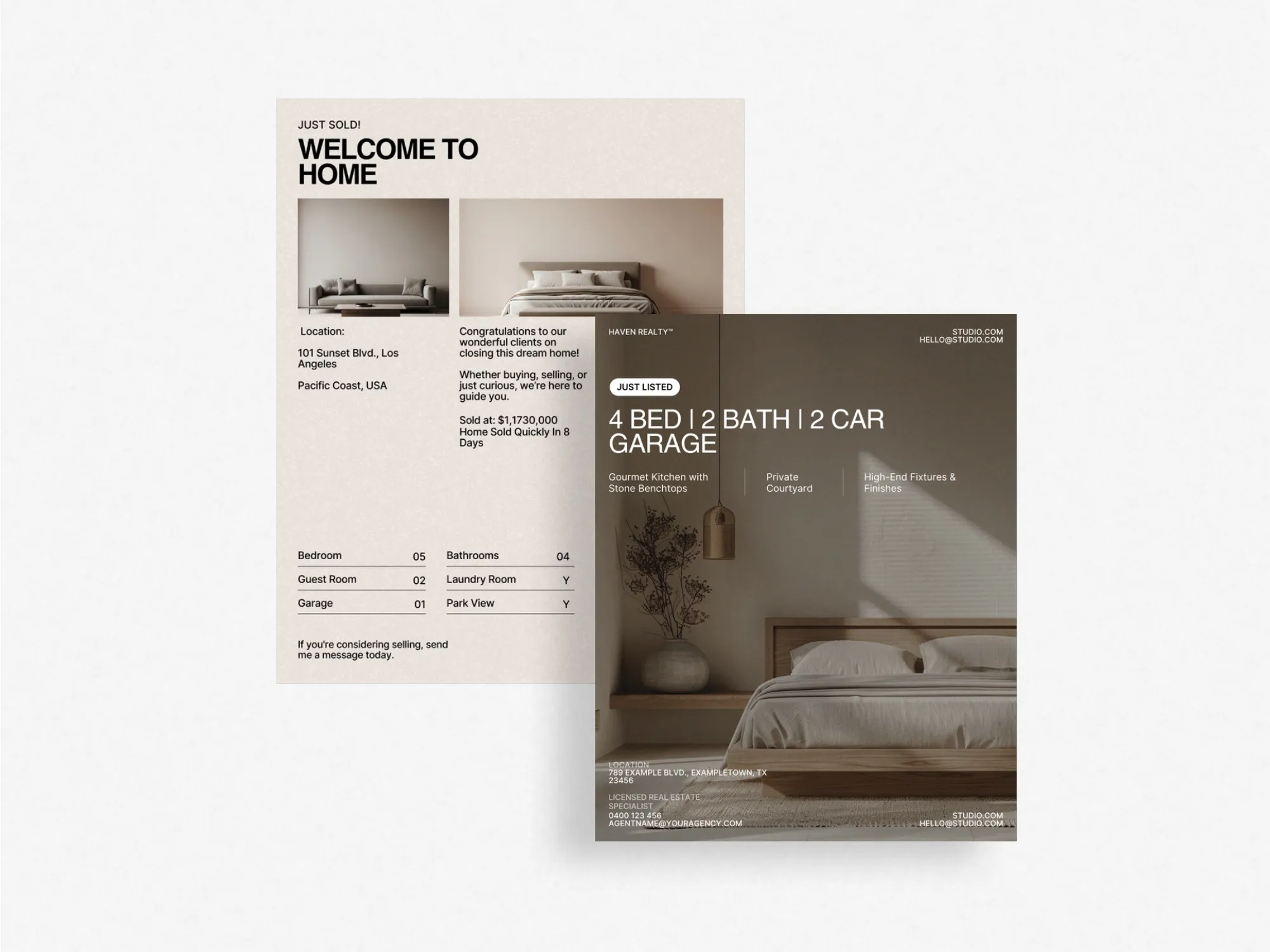 Elegant real estate post bundle perfect for showcasing properties, enabling agents to create attractive visuals that resonate on social media platforms.