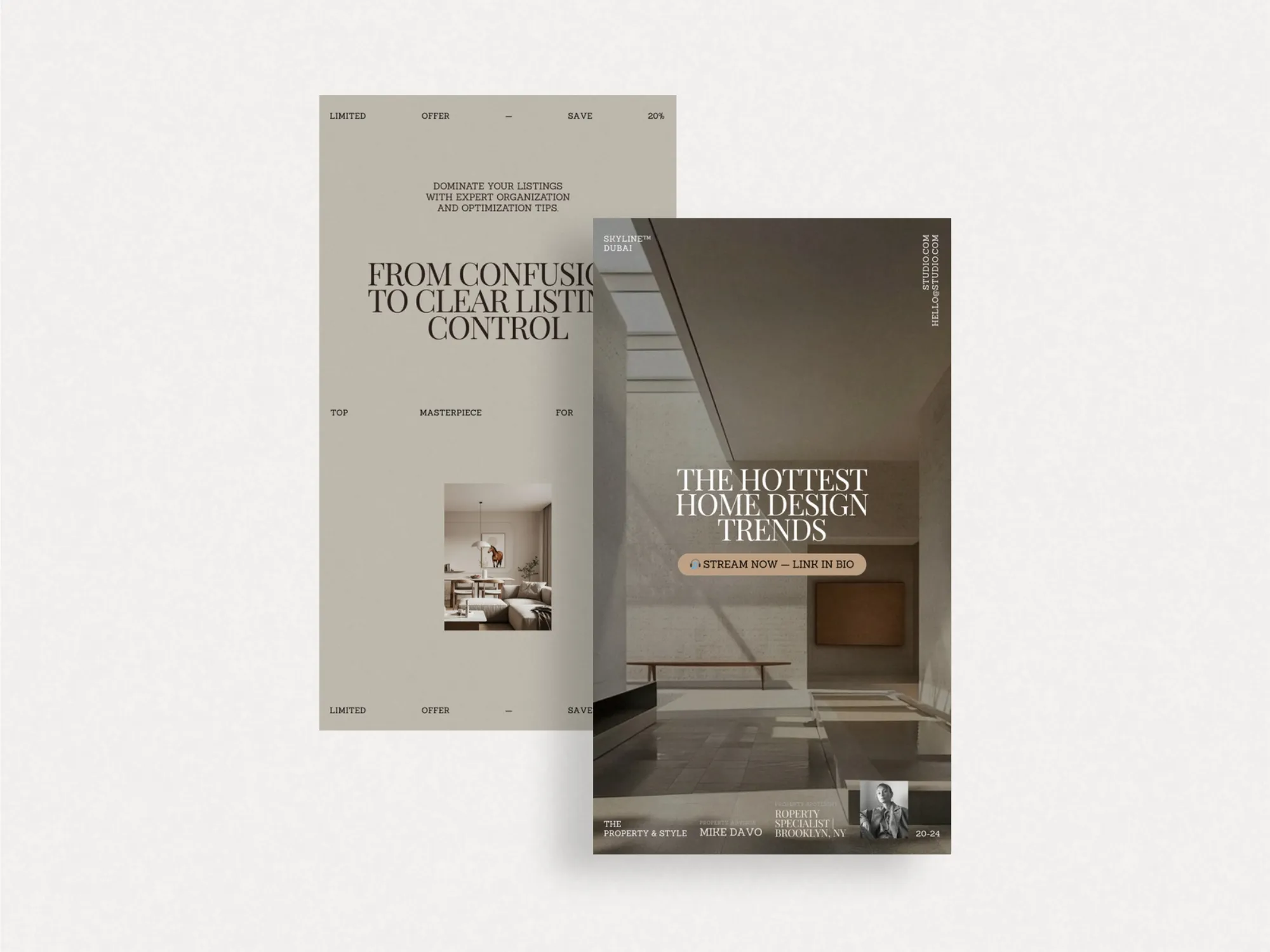 Stylish real estate Instagram story templates designed in Canva, tailored for agents to showcase luxury listings and local market insights.