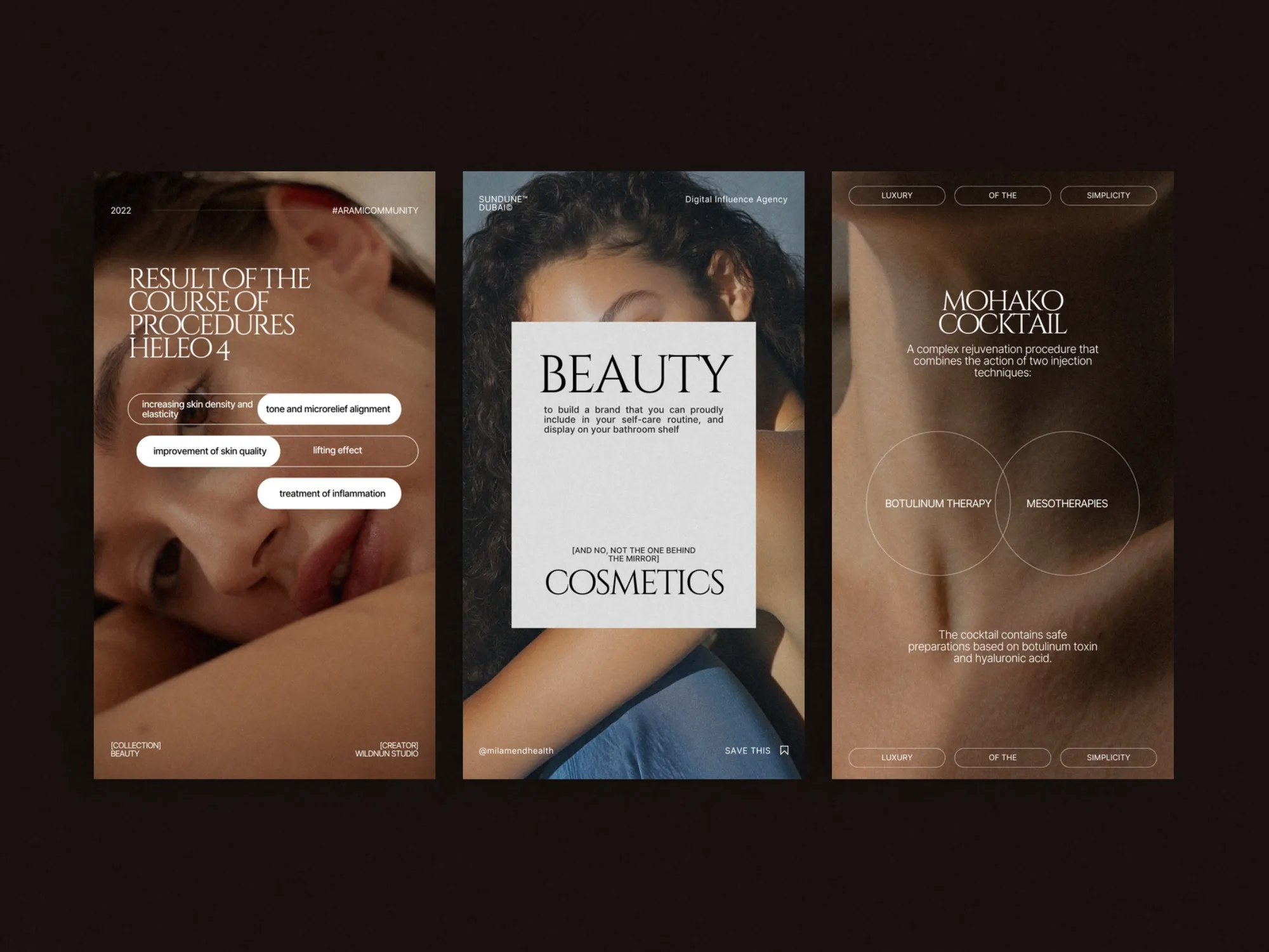 Sleek and stylish Canva templates designed for skincare brands, perfect for launching new products or sharing tips in an engaging way.