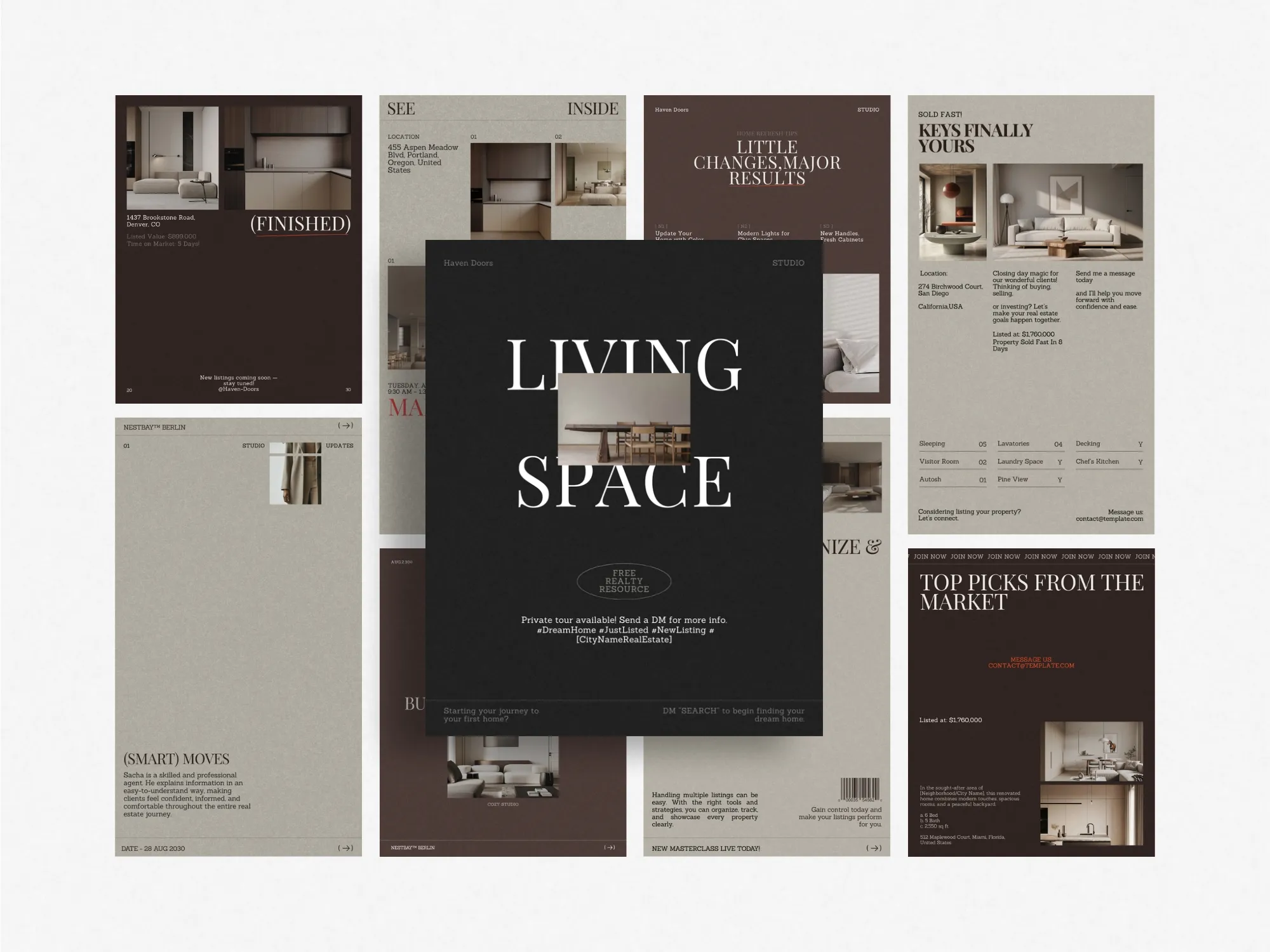 Capture attention instantly with our 80 Canva layouts, perfectly sized for Instagram, promoting real estate listings and open houses.