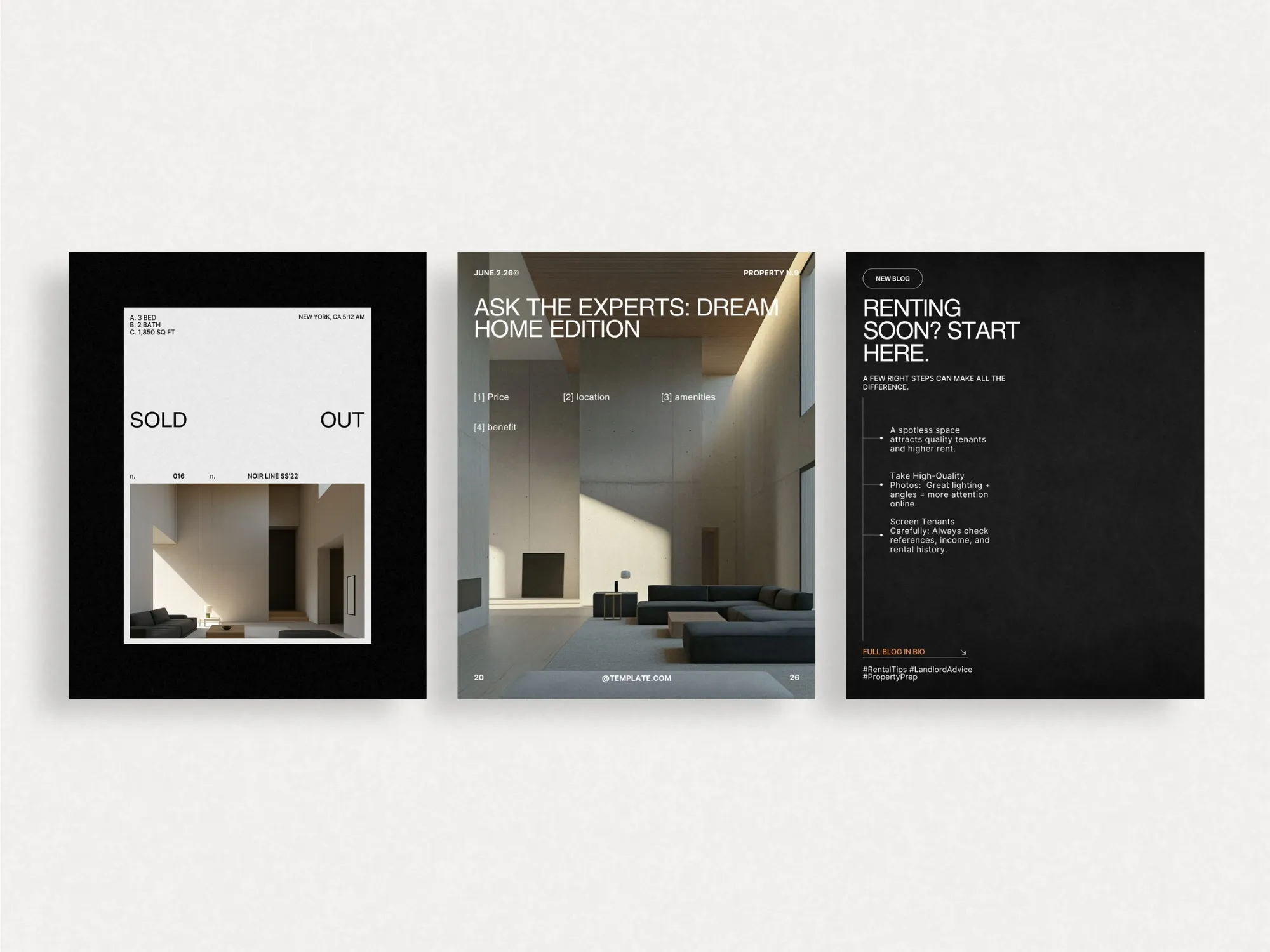 Vibrant 40 template set for Instagram tailored for the real estate market, compatible with Canva and optimized for professional posts.