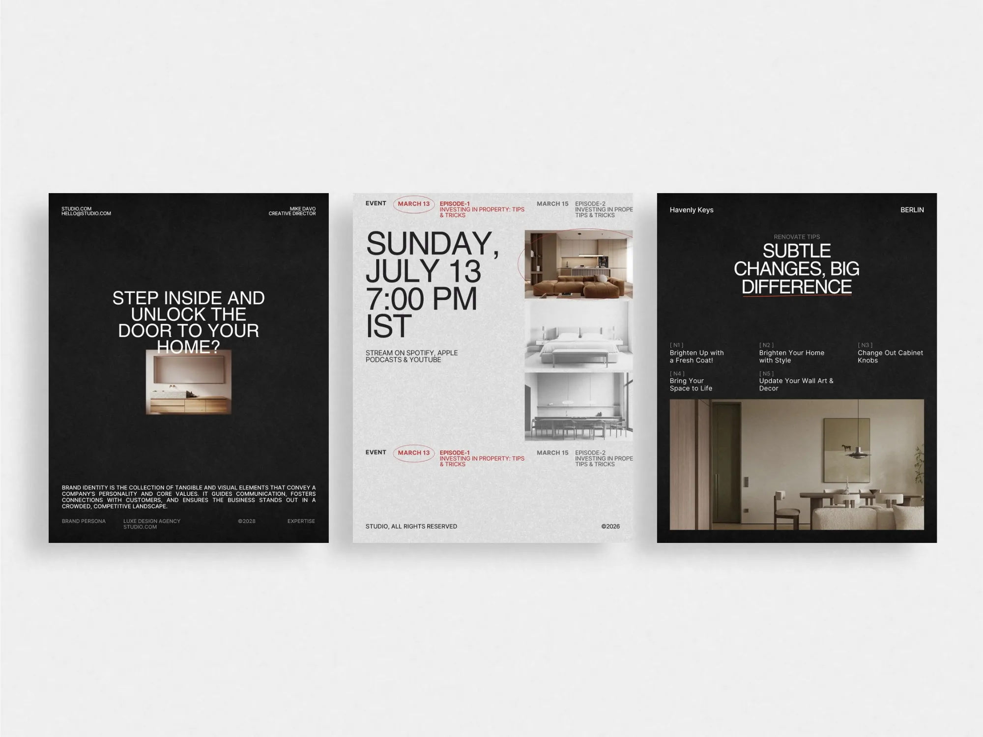 Creative real estate marketing content, these Canva templates simplify post creation for properties, enhancing online visibility with professional aesthetics.