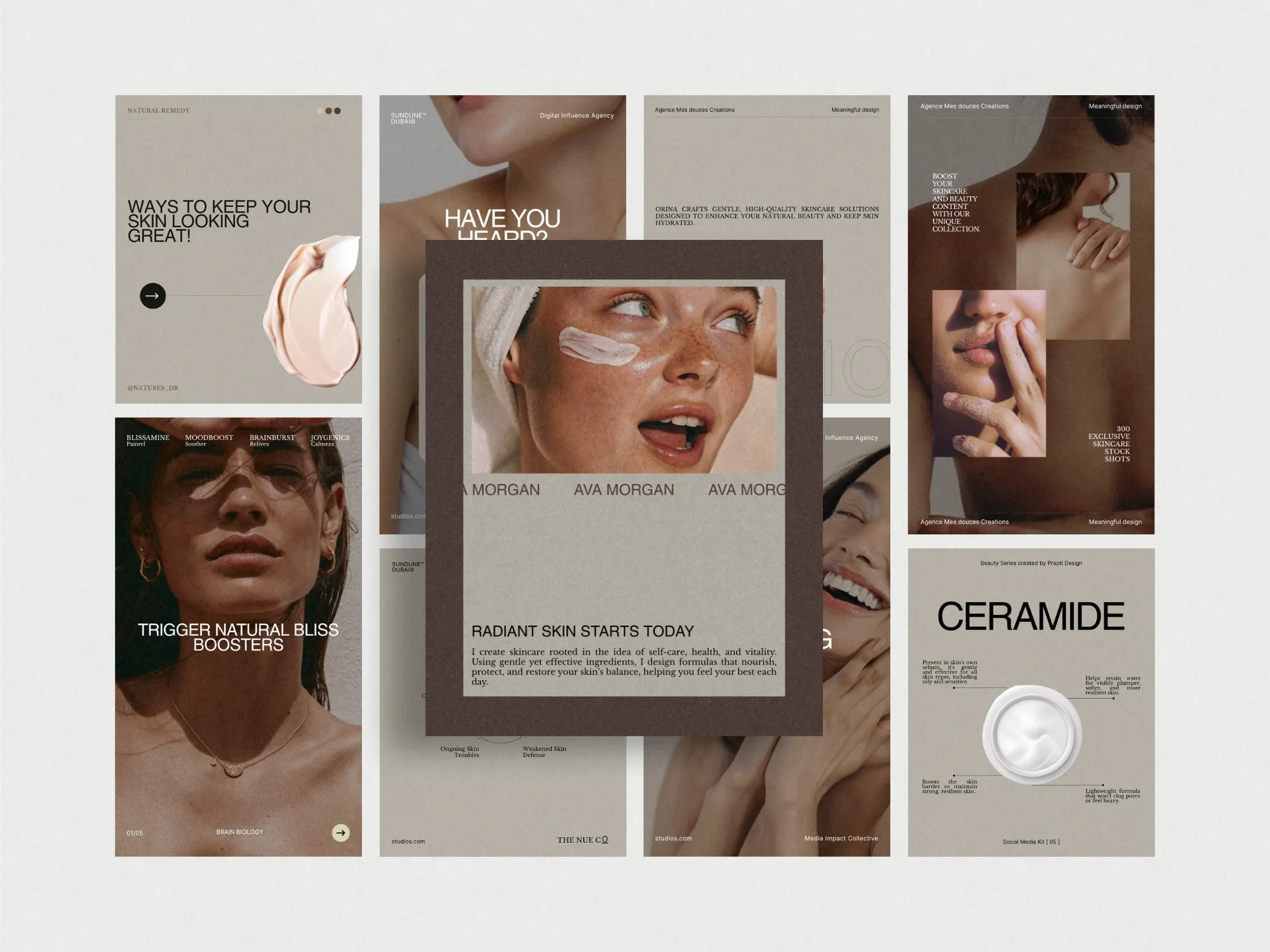 Create a cohesive skincare brand identity with these beautifully designed Canva templates, tailored for skincare businesses to showcase promotions.
