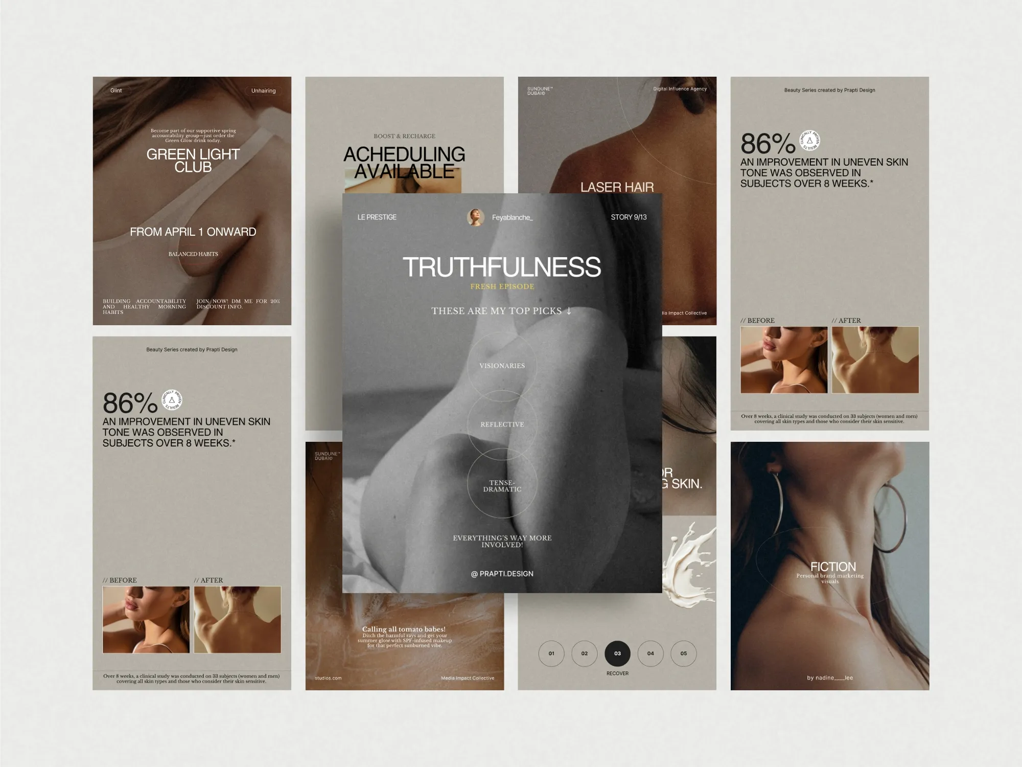 Canva skincare post design highlighting glowing transformations, ideal for brands wanting to foster authenticity and trust through visual storytelling.