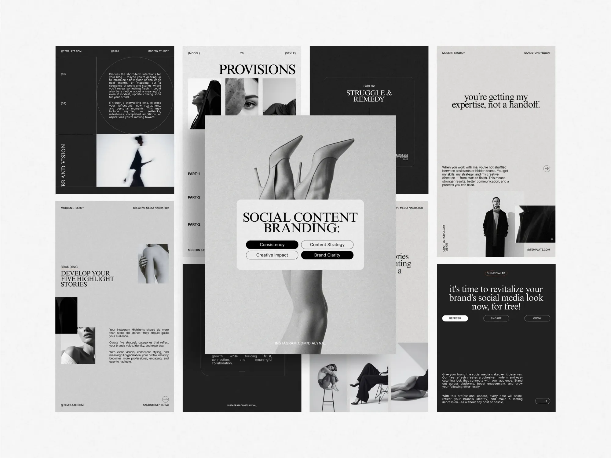 Ready-made Canva marketing layouts for Instagram, ensuring brand consistency with visually stunning 1080x1350 PX designs for small brands.