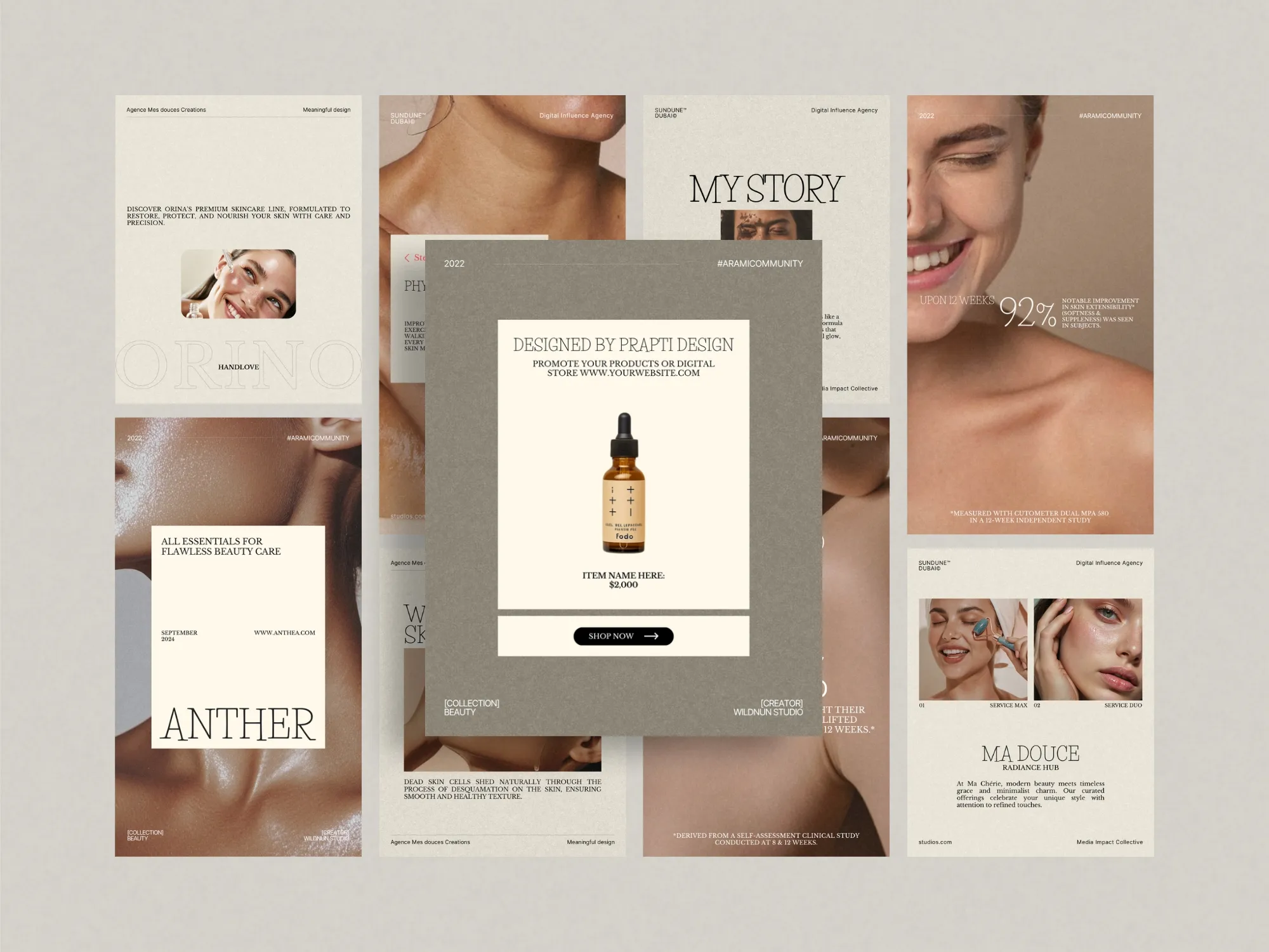 Beautifully organized Canva templates in 1080x1920 PX format, perfect for estheticians to build trust with audiences through stylish tips.
