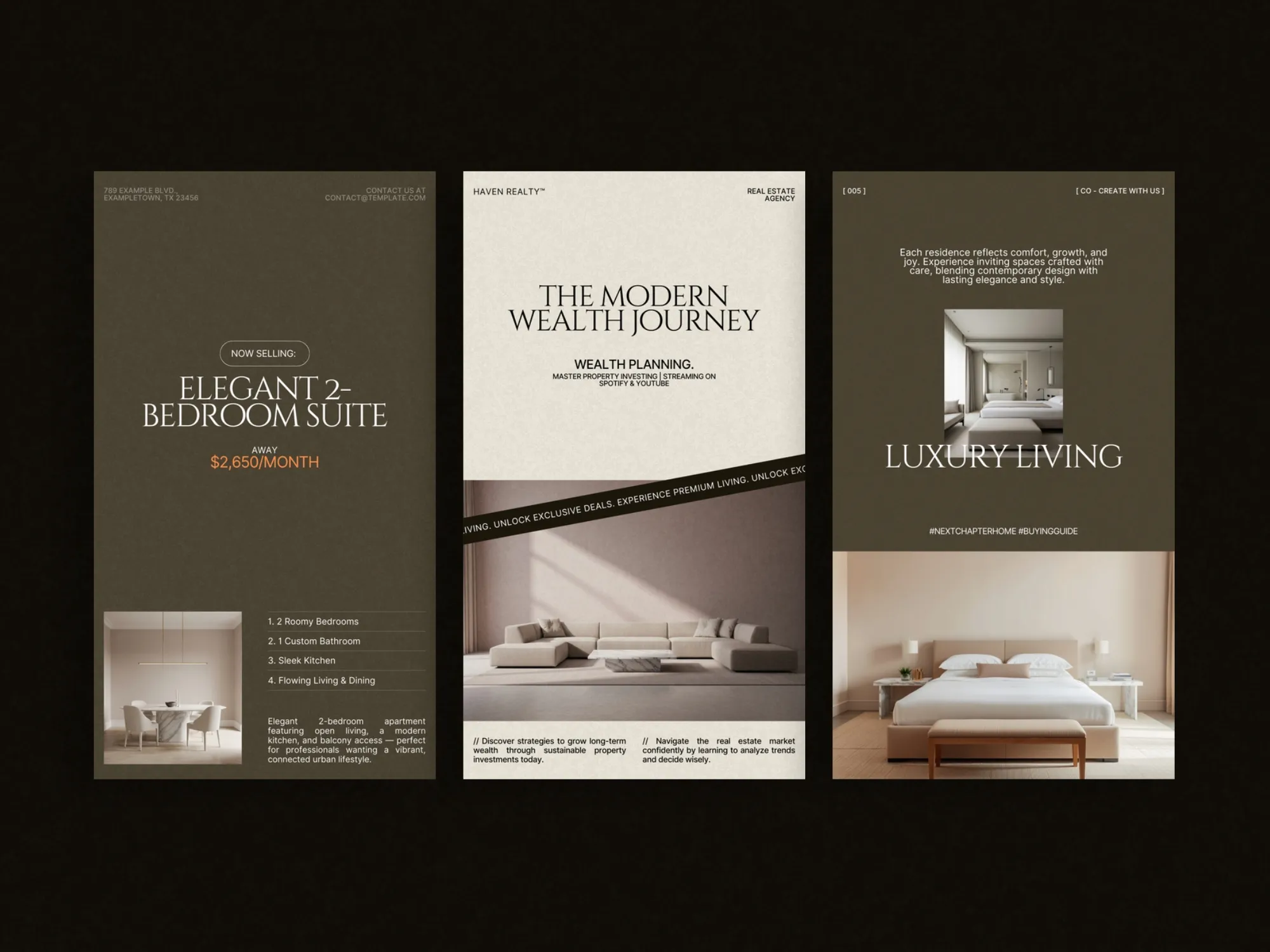 Dynamic real estate templates for Instagram stories, providing realtors with impactful designs to showcase properties and engage potential buyers effectively.