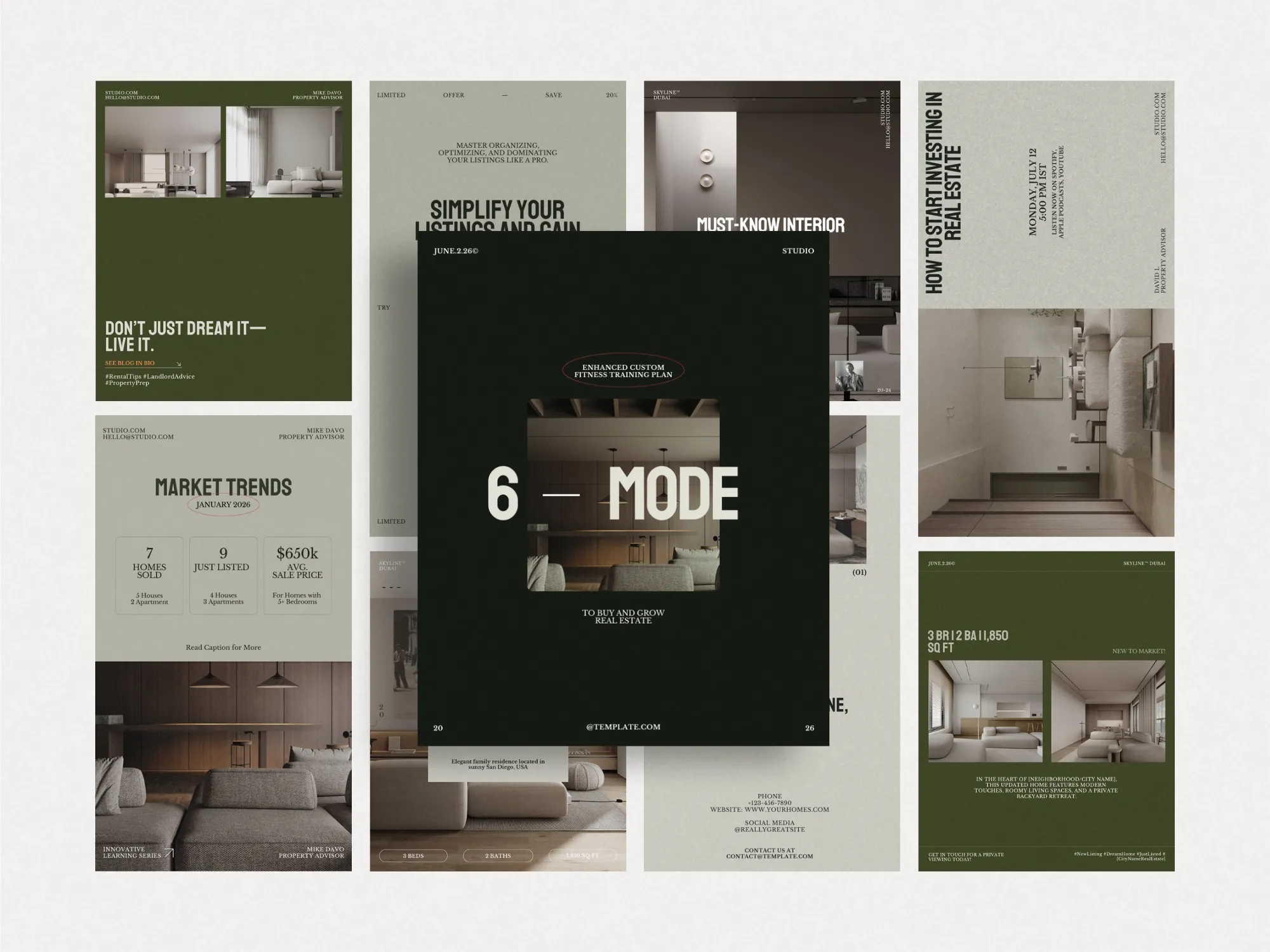 Attractive digital templates for Instagram stories (1080x1920 PX) tailored for real estate professionals, enhancing audience engagement.