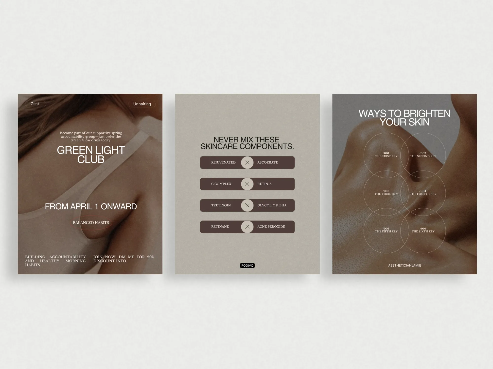 Aesthetic beauty social media Canva post template with a polished design for skincare brands. Ideal for promoting products effectively online.