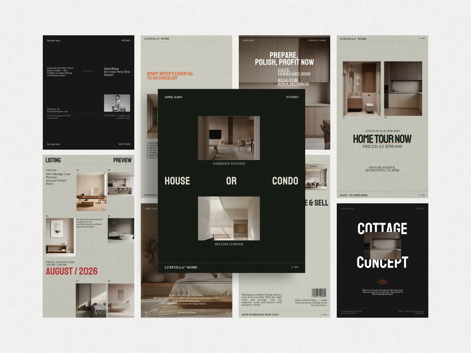 80 unique real estate post and story templates from Prapti Design, expertly crafted to elevate your social media presence and brand identity.