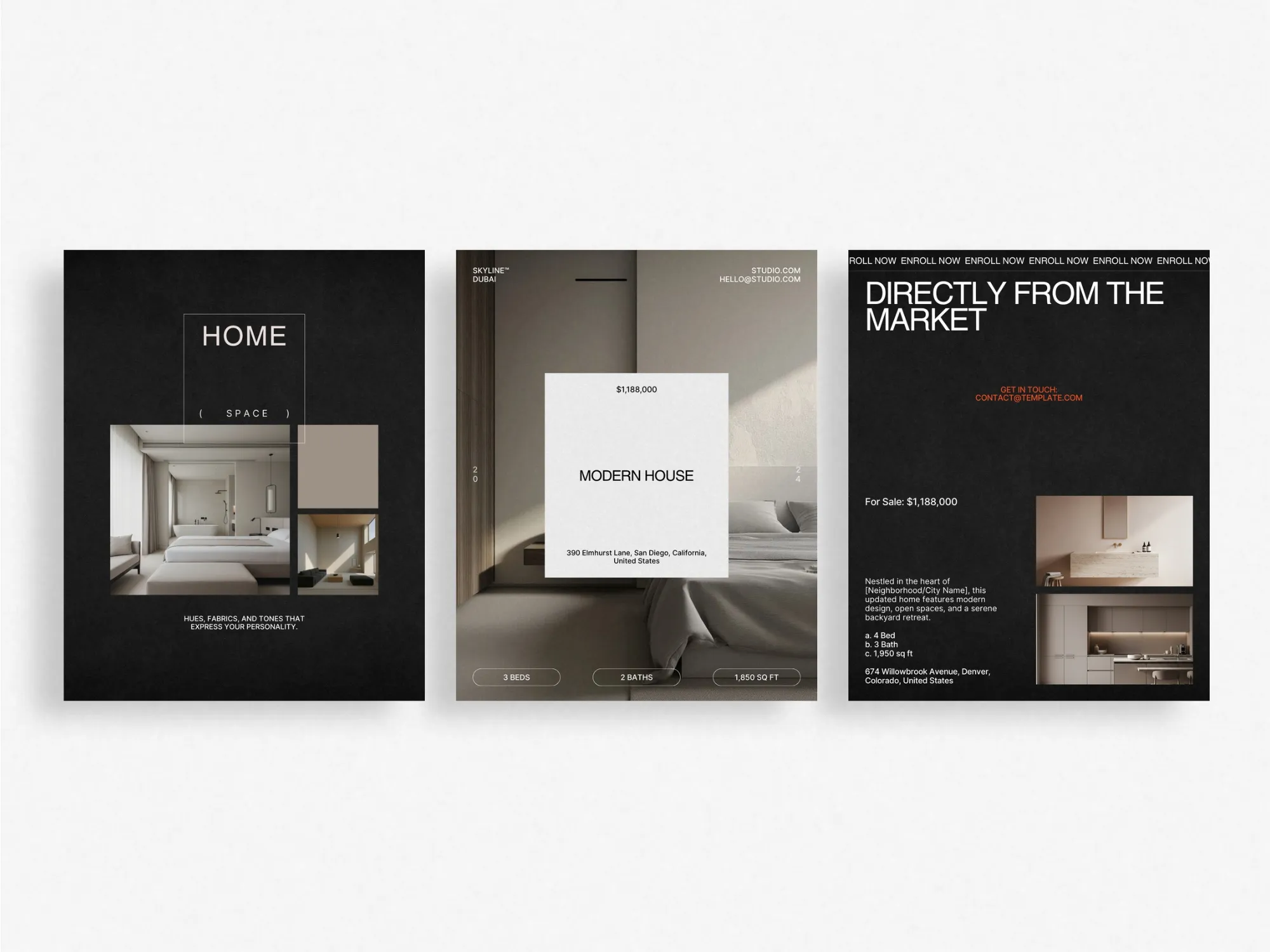 Comprehensive digital marketing toolkit for real estate with 120 templates, each optimized for 1080x1350 PX to amplify property listing visibility.