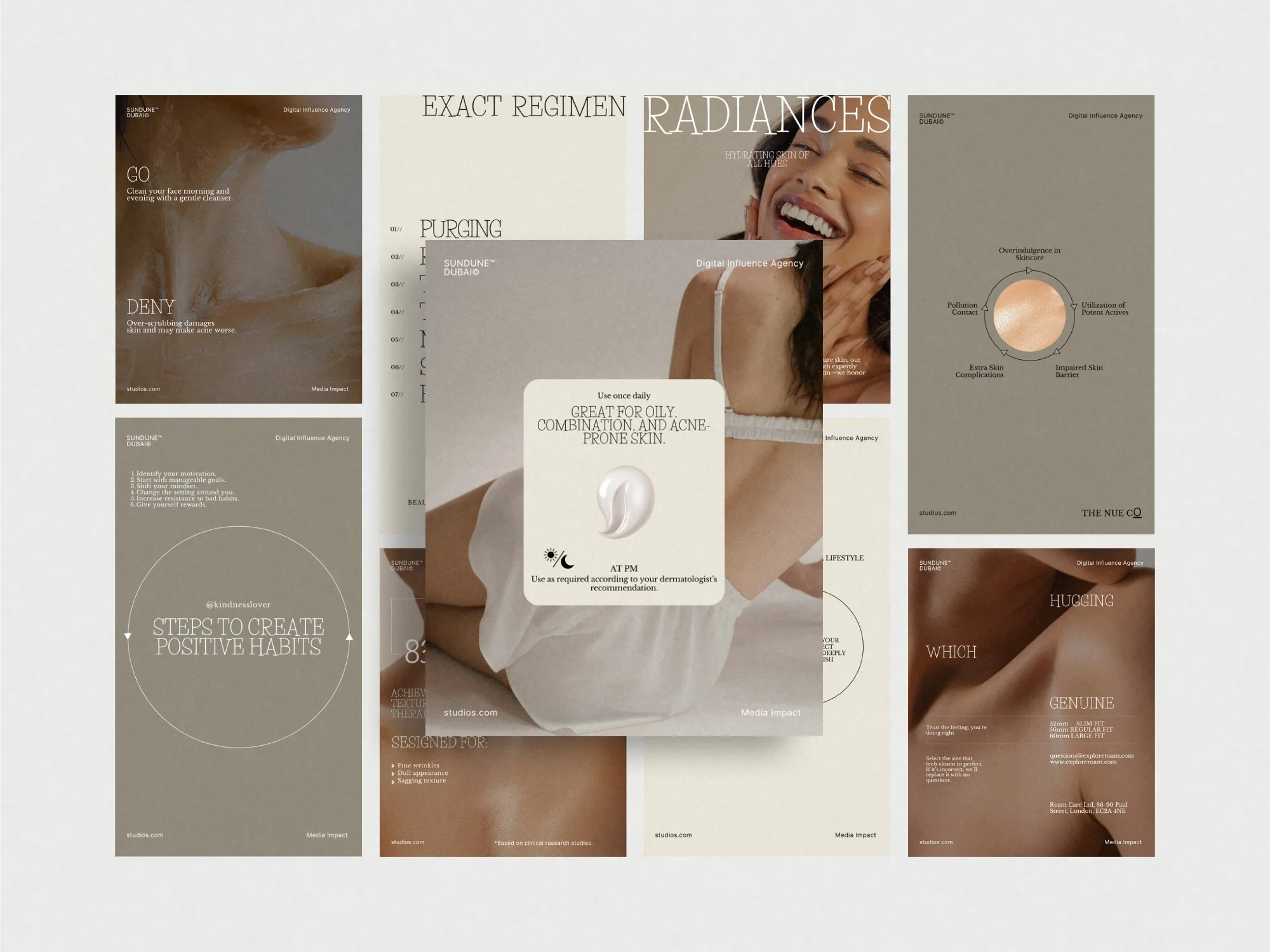 Chic Instagram post design featuring skincare transformation highlights, ideal for salons and cosmetic stores to connect with potential clients.