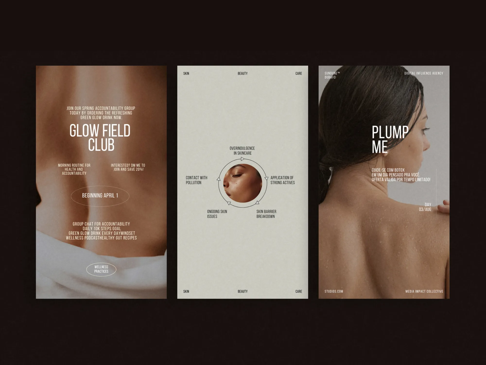 Themed Canva layouts for skincare brands, consisting of 35 unique designs to create impactful social visuals and promote new launches.