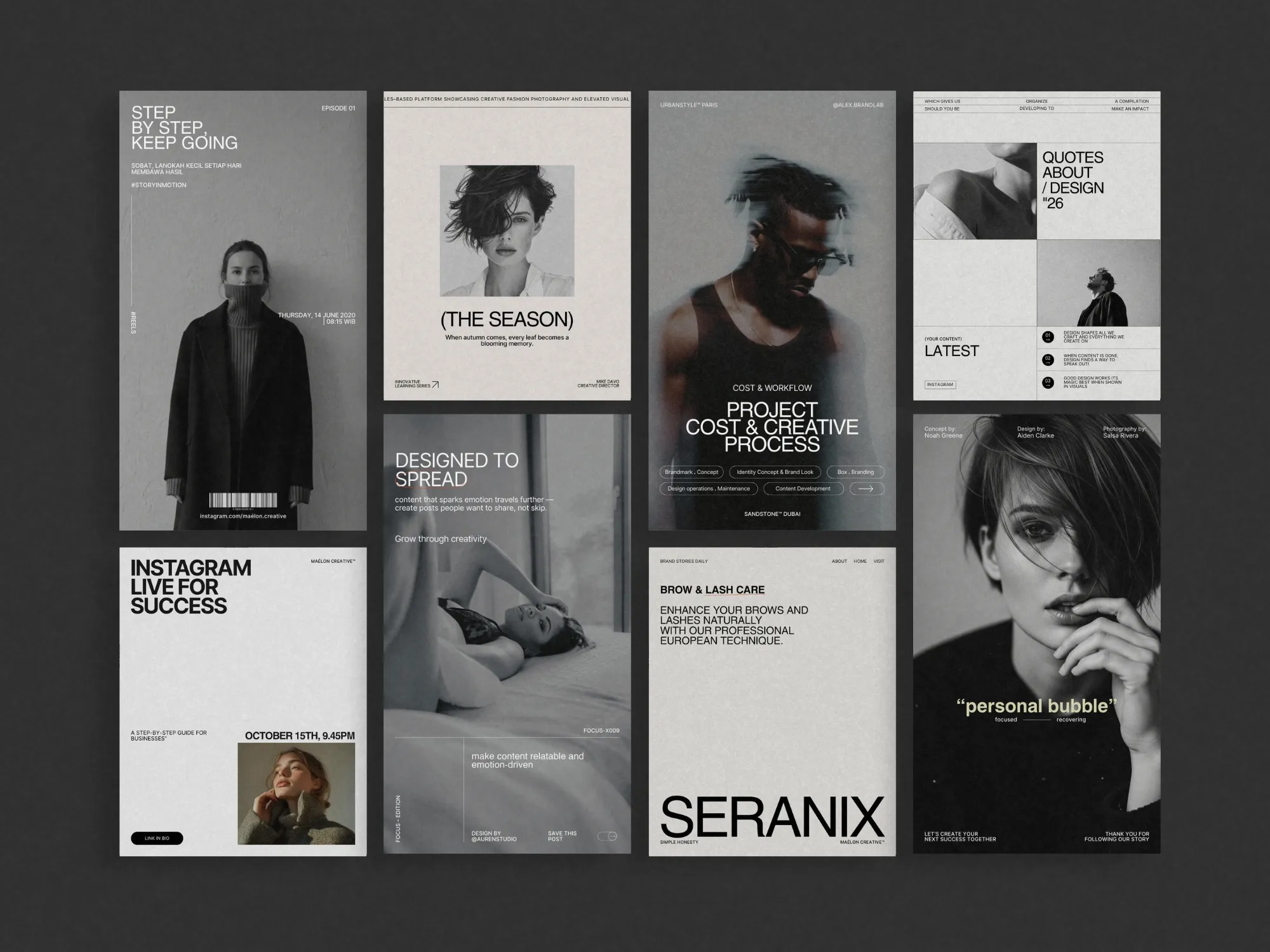 Eye-catching Instagram stories and posts kit designed in Canva, offering 210 flexible marketing templates for influences and brand owners.