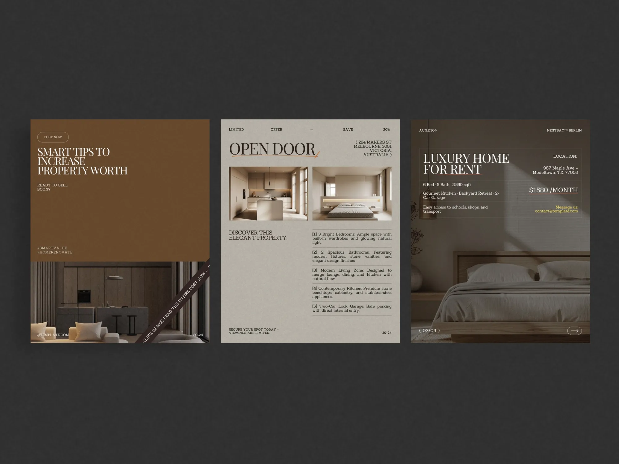 Comprehensive real estate post templates bundle designed for seamless Canva use, ensuring consistent visuals for engaging marketing posts.