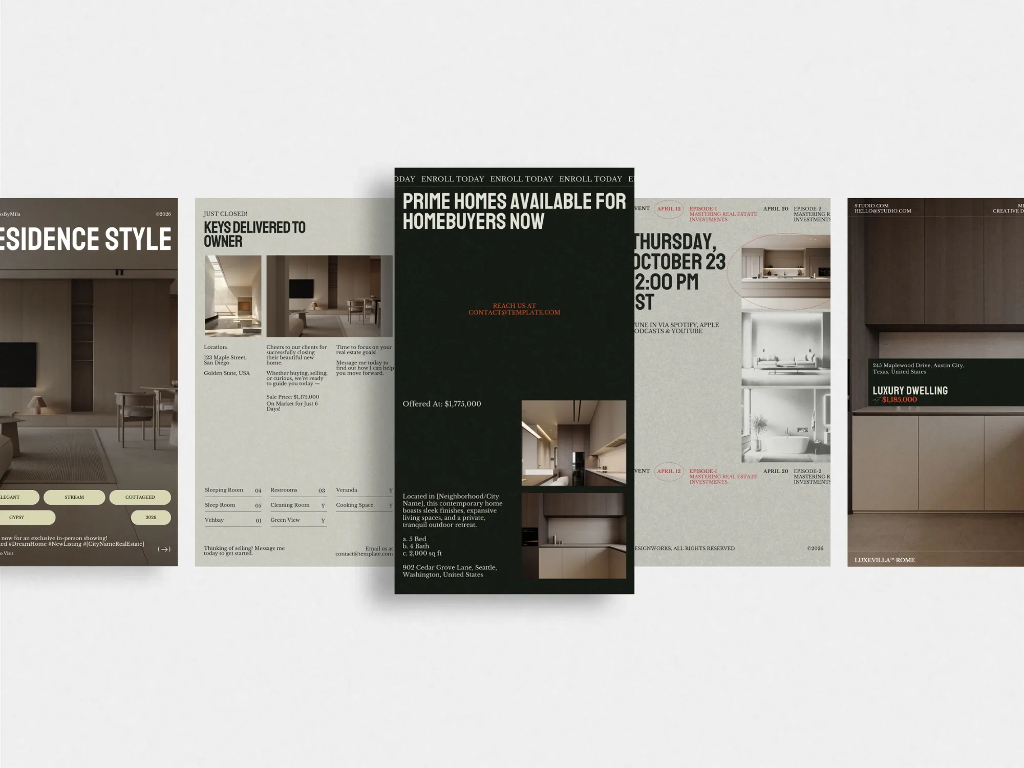 Eye-catching 1080x1920 PX story templates from Prapti Design, made for realtors to elevate their Instagram marketing with ready-to-use Canva designs.