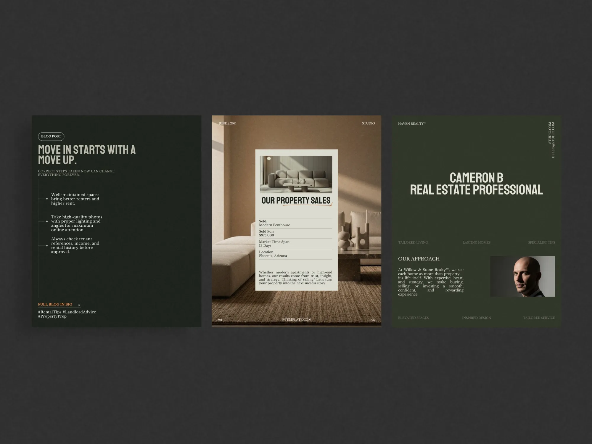 Digital real estate post pack featuring sleek designs tailored for Instagram, helping property developers and realtors attract and retain buyer interest.