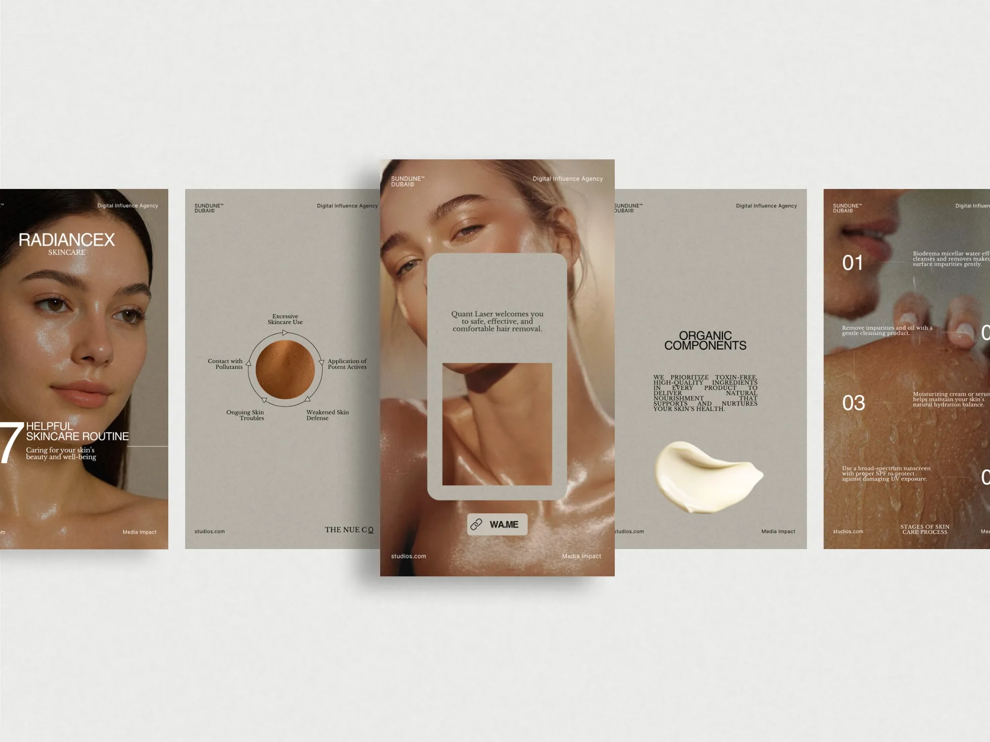 Transform promotional offers into visually appealing stories with 35 elegant skincare brand content templates, compatible for quick usage on Canva.