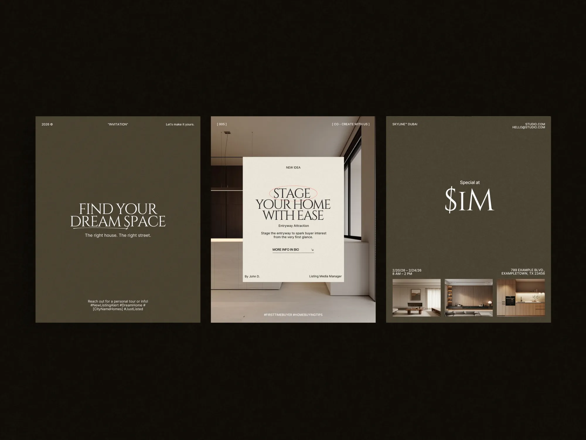 Stylish and modern Canva property listing post templates perfect for agents looking to enhance their Instagram presence and engage clients.