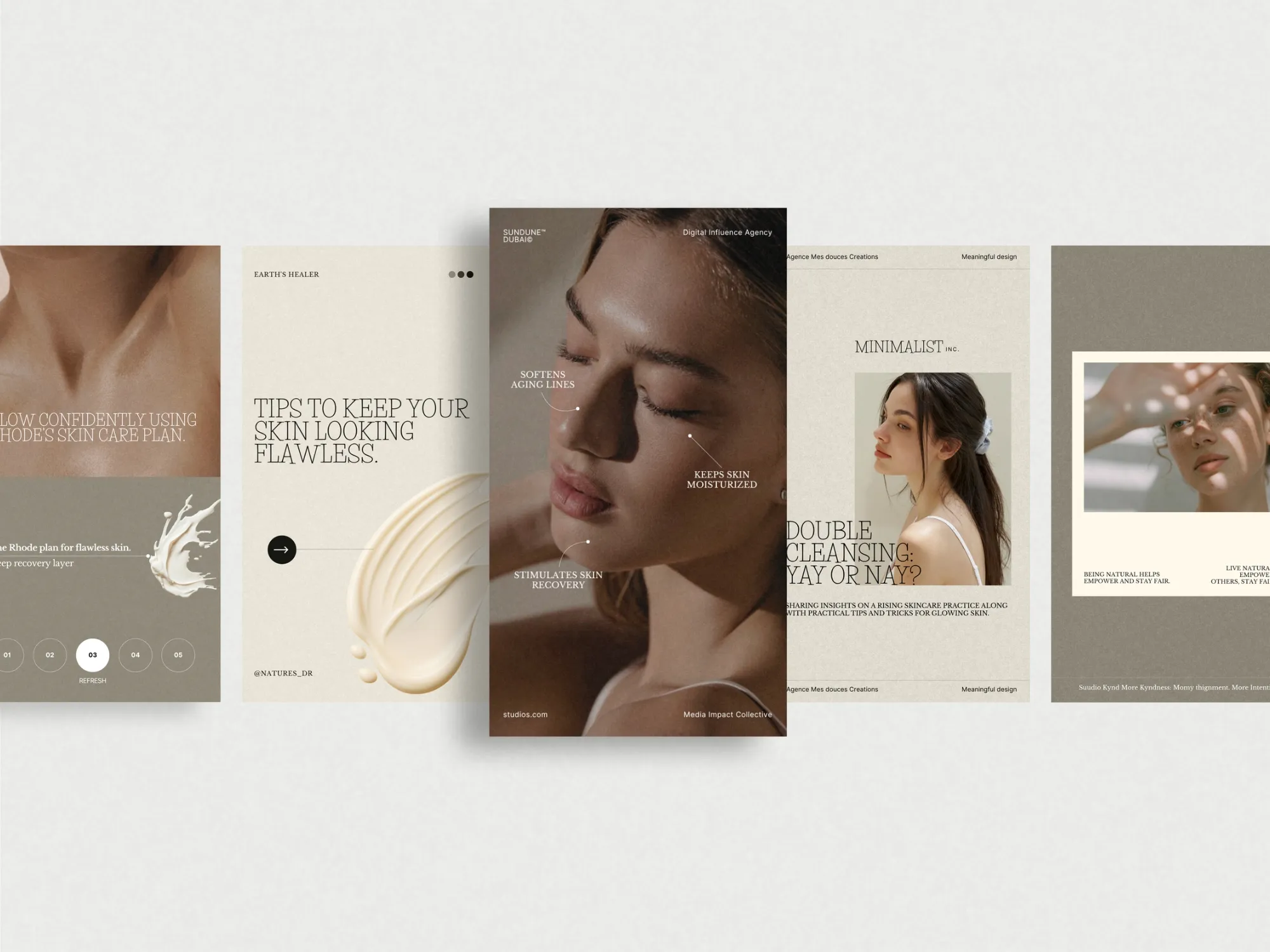 Engaging skincare story bundle templates for Instagram, crafted for beauty businesses, promoting self-care education in a polished format.
