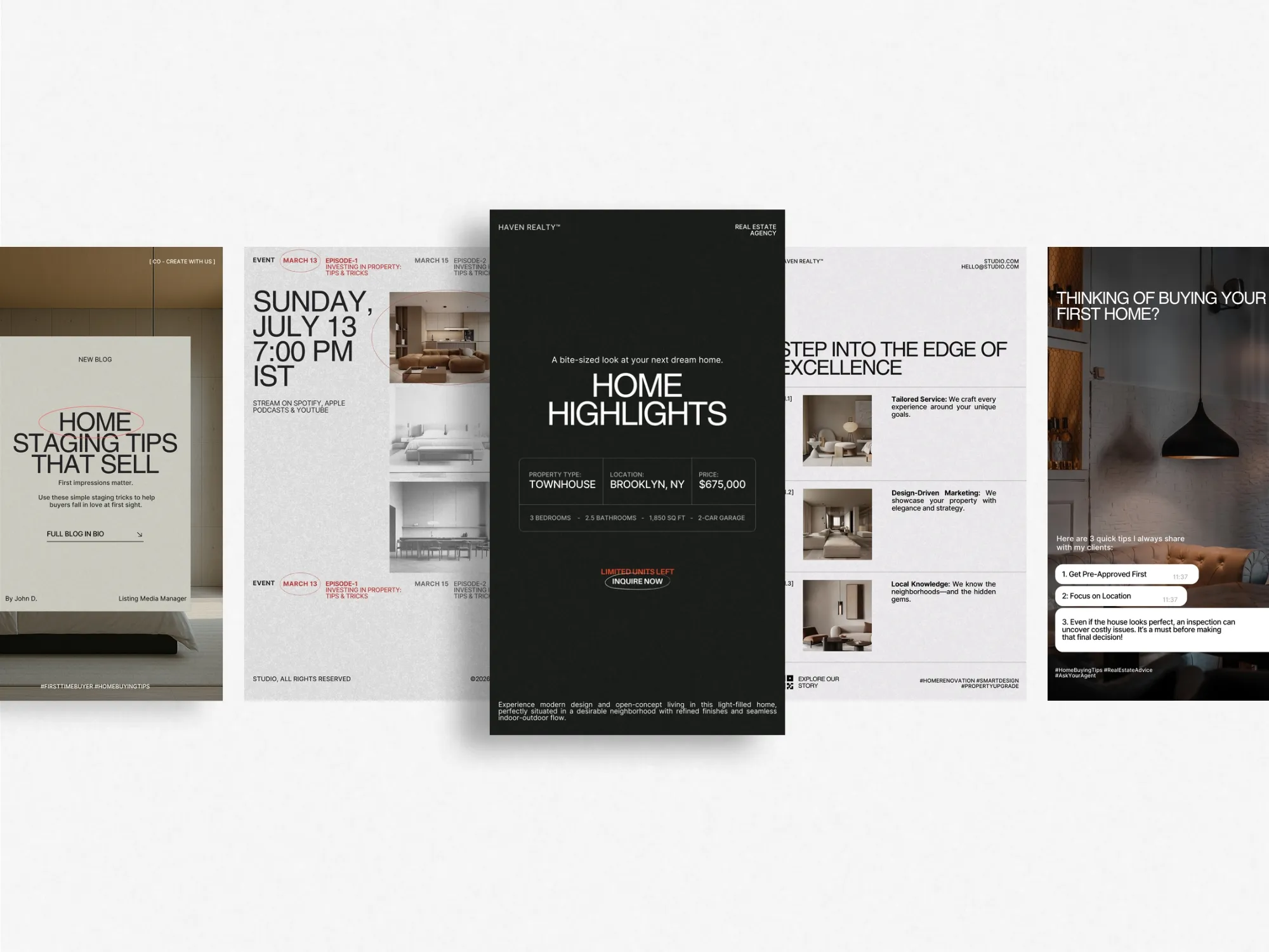 Maximize engagement with our real estate Instagram story bundle, providing 120 chic templates designed for seamless use on Canva for property promotion.