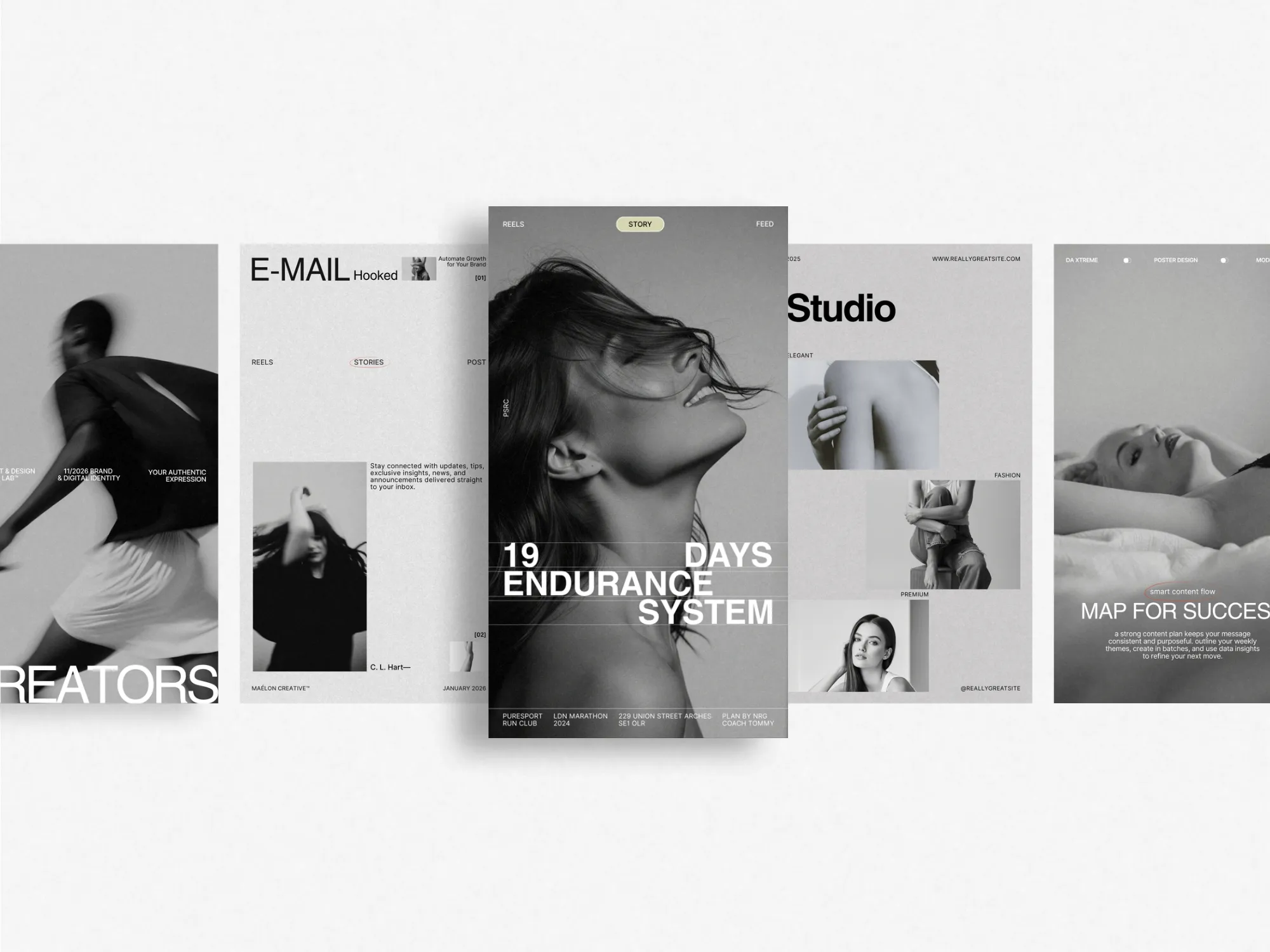 Versatile Instagram marketing story pack showcasing 105 professionally designed Canva templates, perfect for entrepreneurs seeking daily engagement.