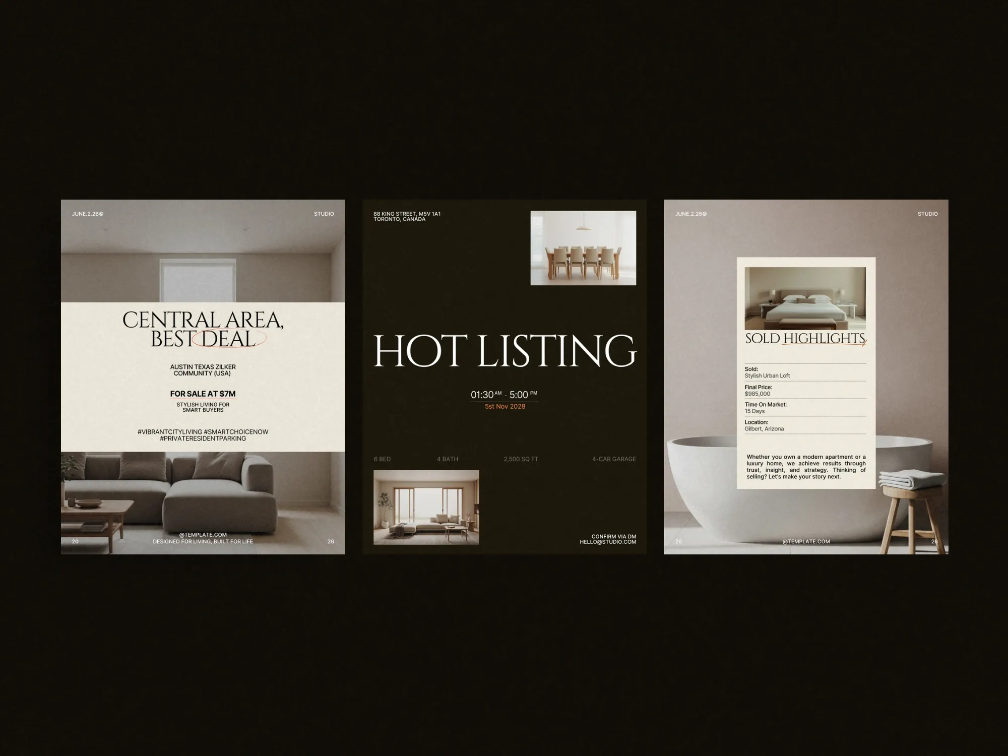 Real estate Instagram post templates, expertly designed for property developers, featuring stunning visuals and layouts for impactful listings.