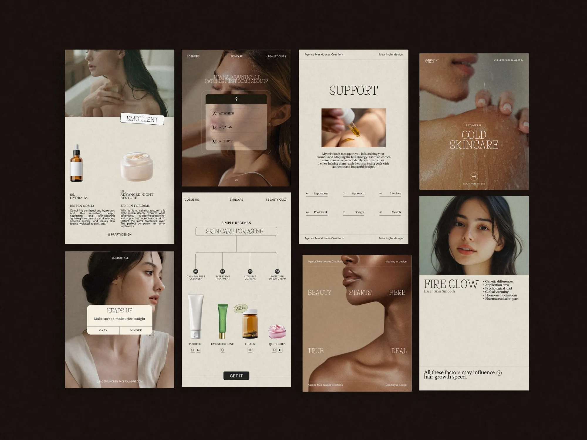 Sleek Canva design for skincare content showcasing tips and routines, optimal for salons aiming to enhance their online presence.