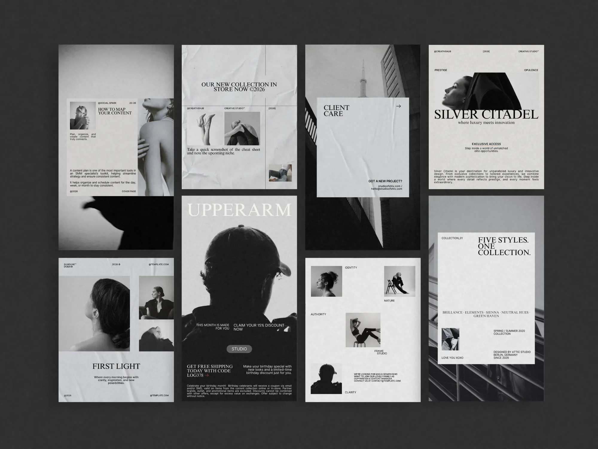 Modern and versatile Instagram marketing kit, including 70 Instagram content templates, perfect for agencies and digital marketers to maintain brand identity.