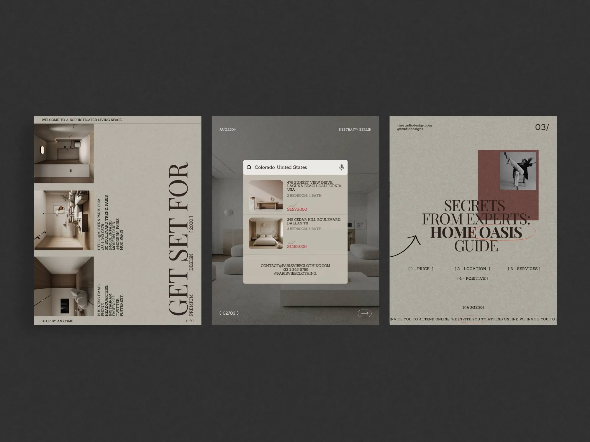 Modern and sleek Canva templates for real estate professionals, formatted at 1080x1350 PX to simplify the creation of attention-grabbing posts.