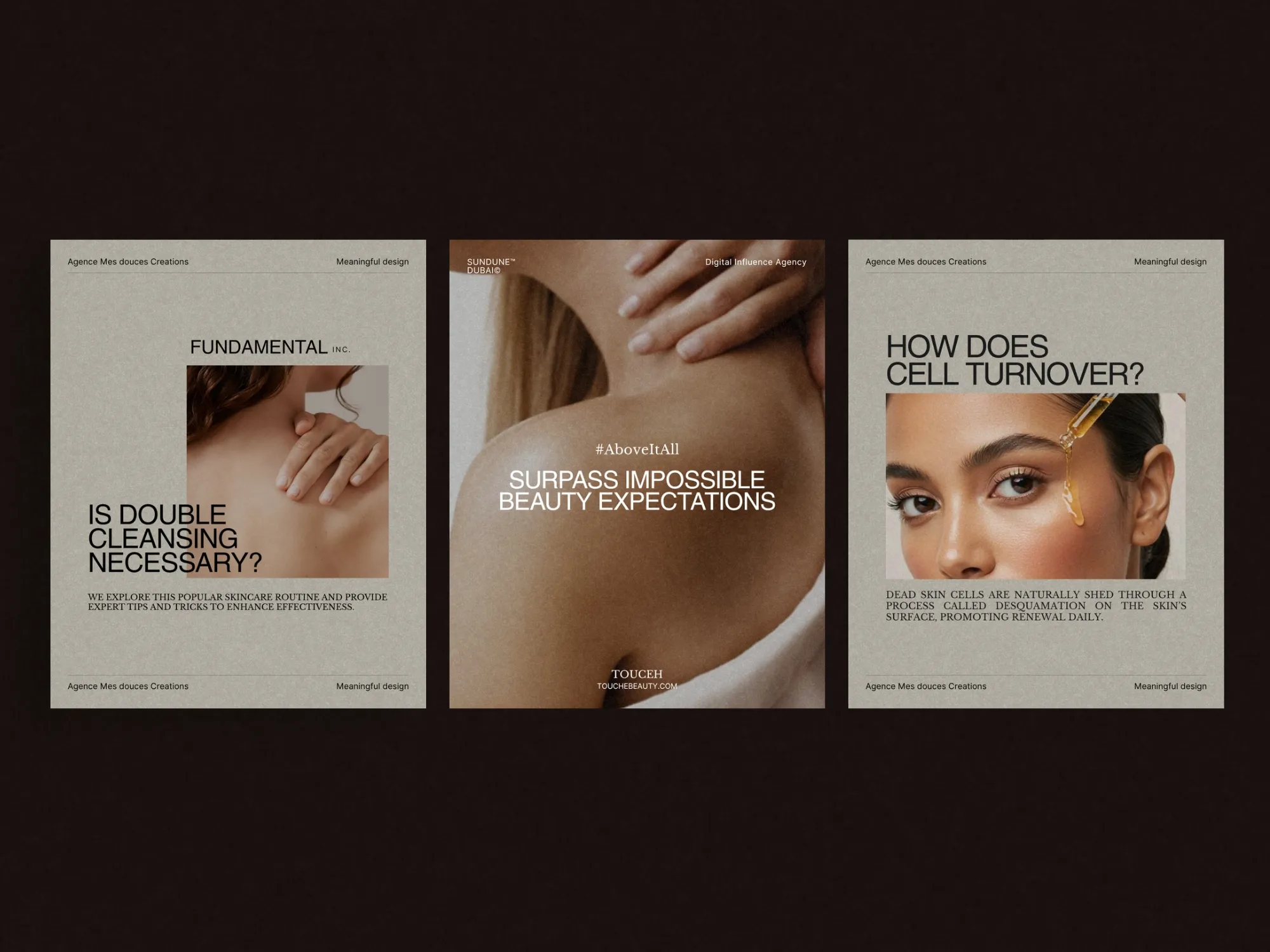 Fresh and modern Instagram post templates for skincare brands, enabling impactful storytelling through visually appealing social media content.